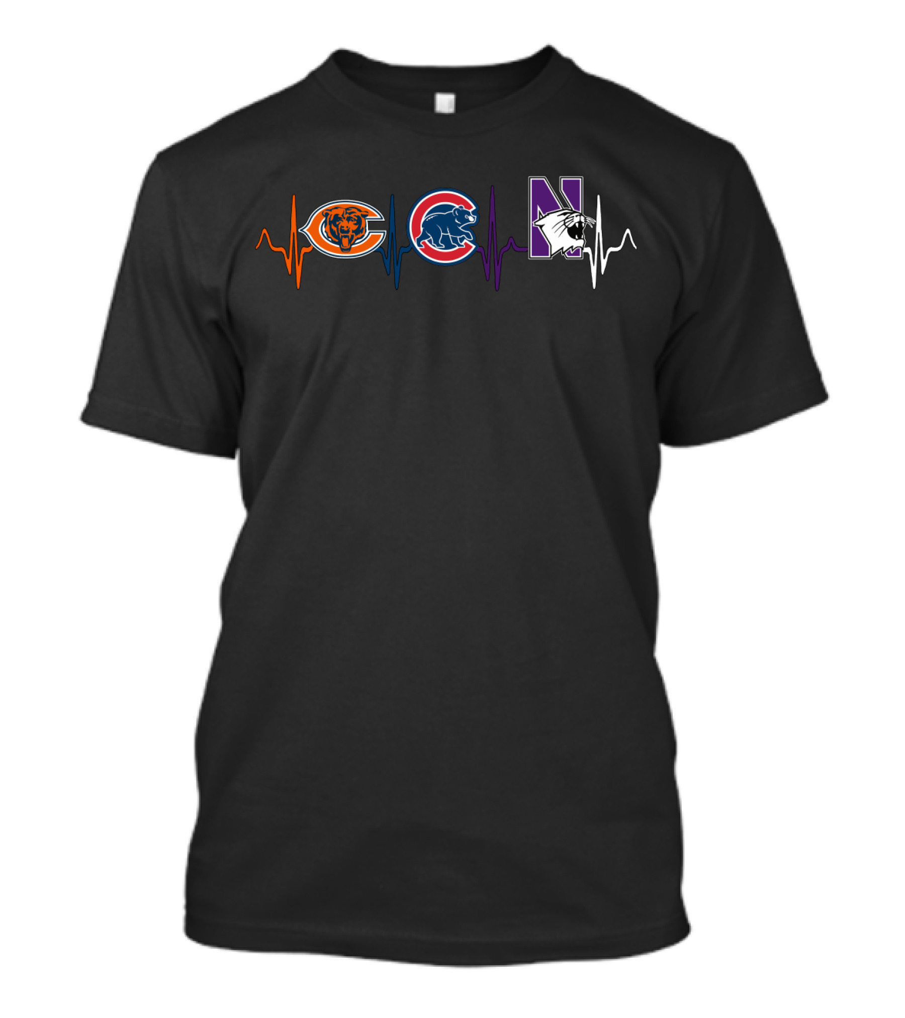 Love Bears Cubs Northwestern Heartbeat Logos T-Shirt