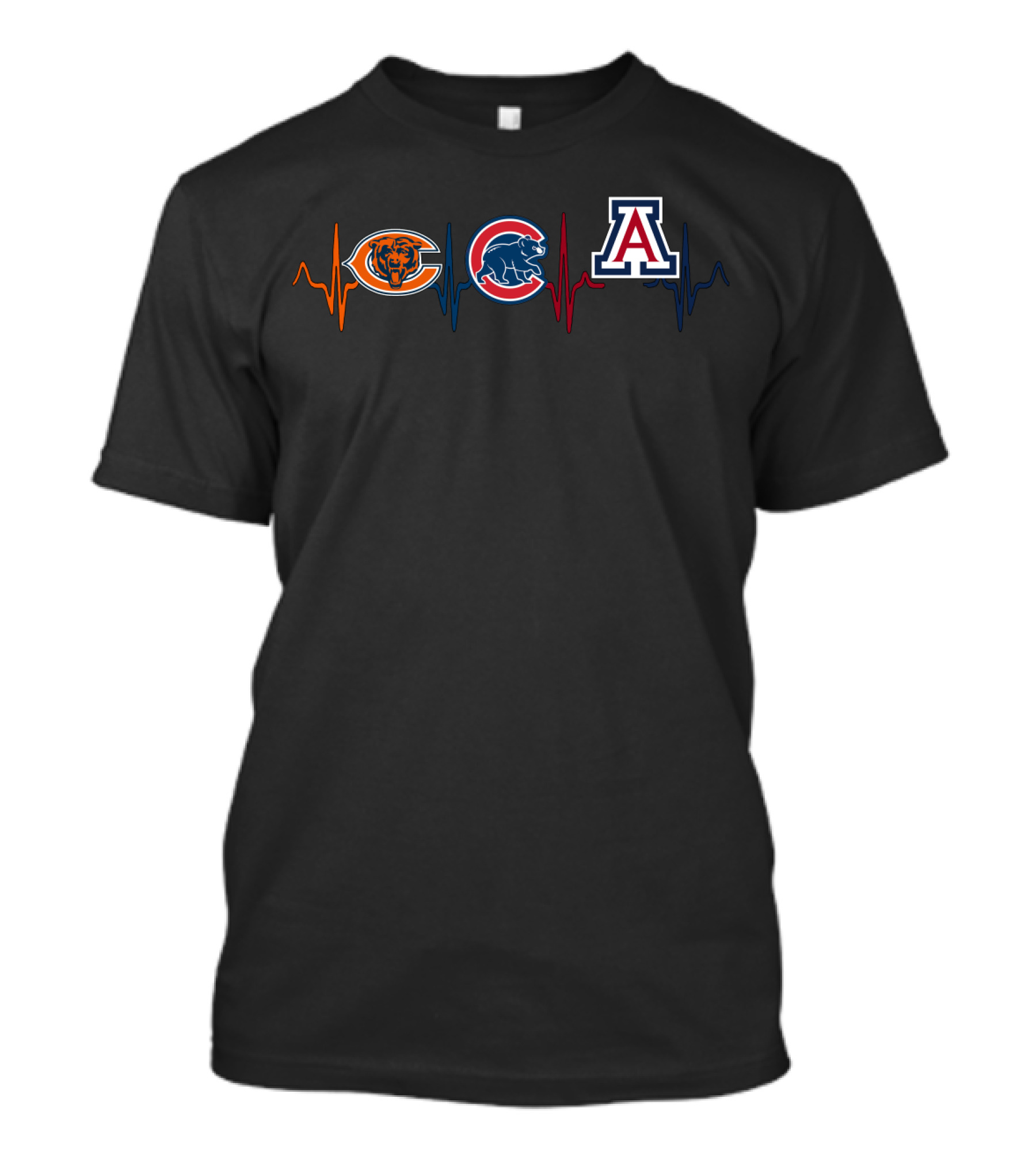 Chicago Bears Cubs Arizona Wildcats Heartbeat T-Shirt