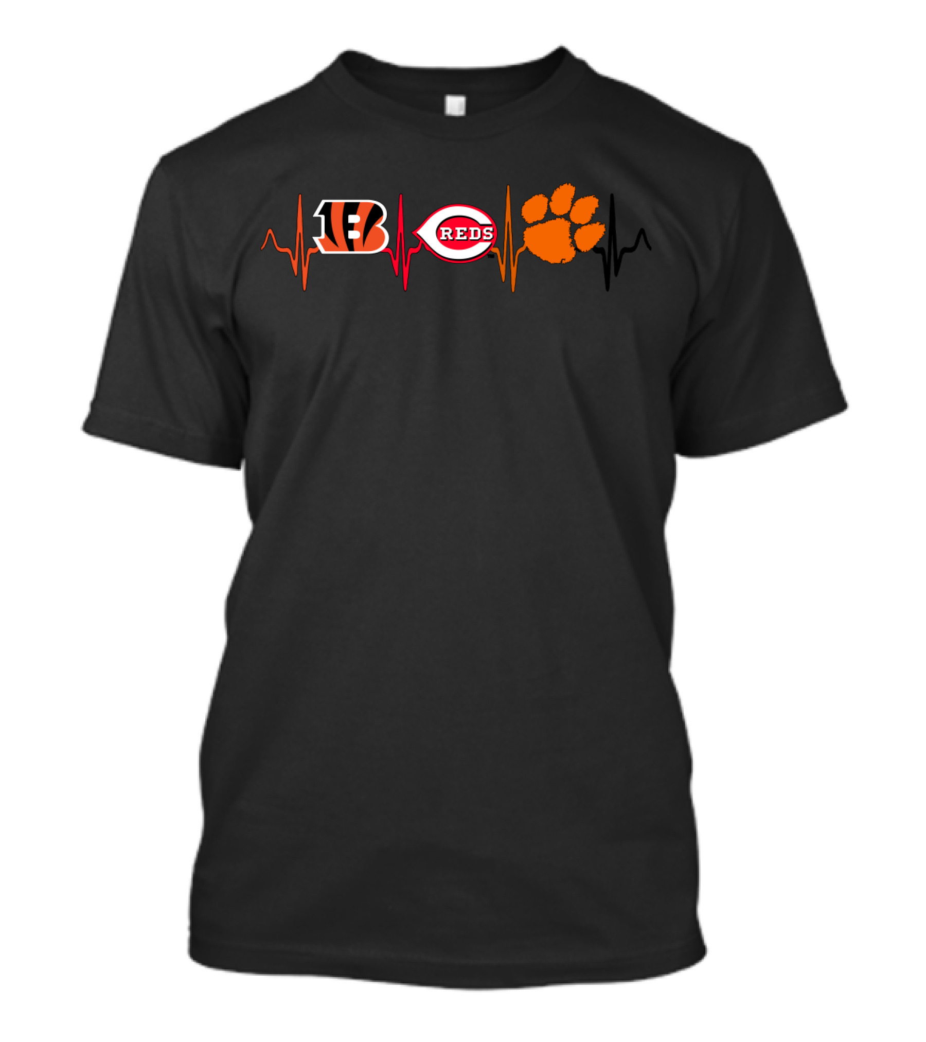 Bengals Reds Paw Heartbeat Sports Passion T-Shirt