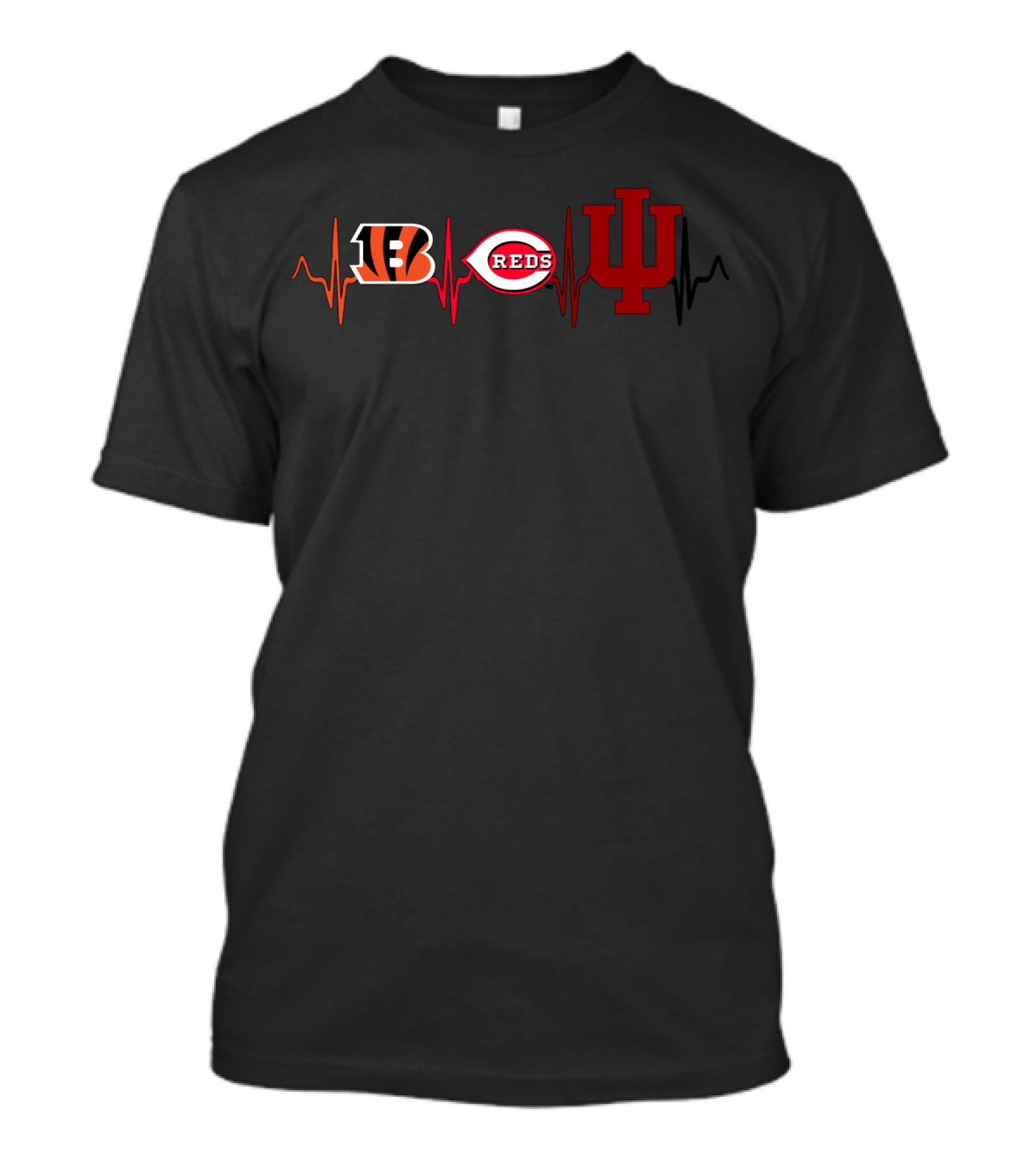 Bengals Reds Indiana Heartbeat T-Shirt