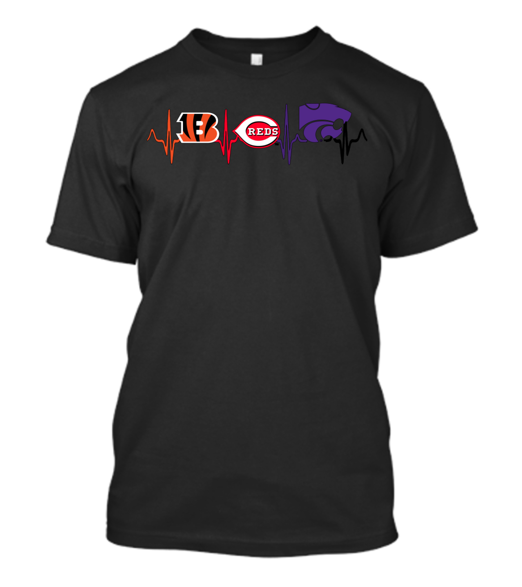 Love Bengals Reds Wildcats Heartbeat T-Shirt