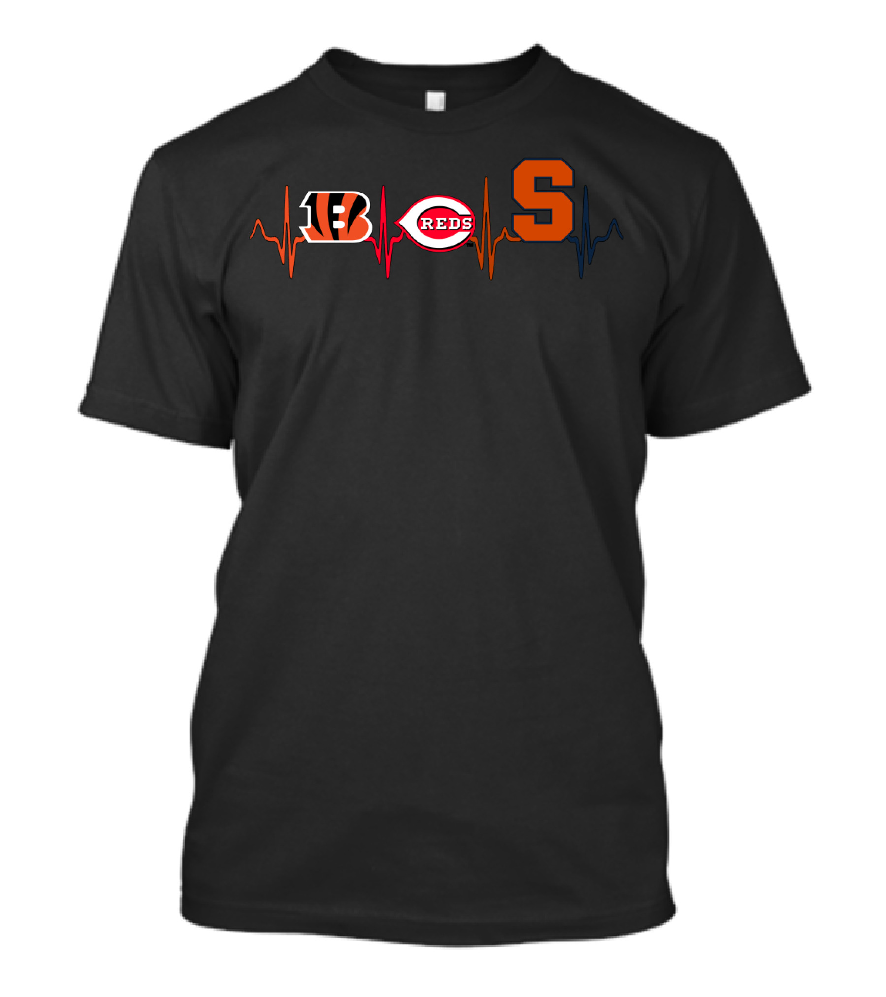 Bengals Reds Syracuse Love Heartbeat T-Shirt
