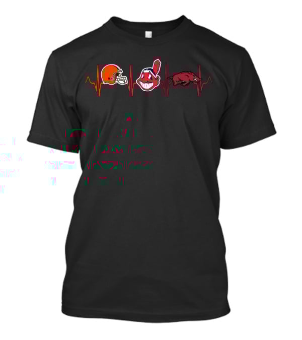 Love Browns Indians Razorbacks Heartbeat T-Shirt