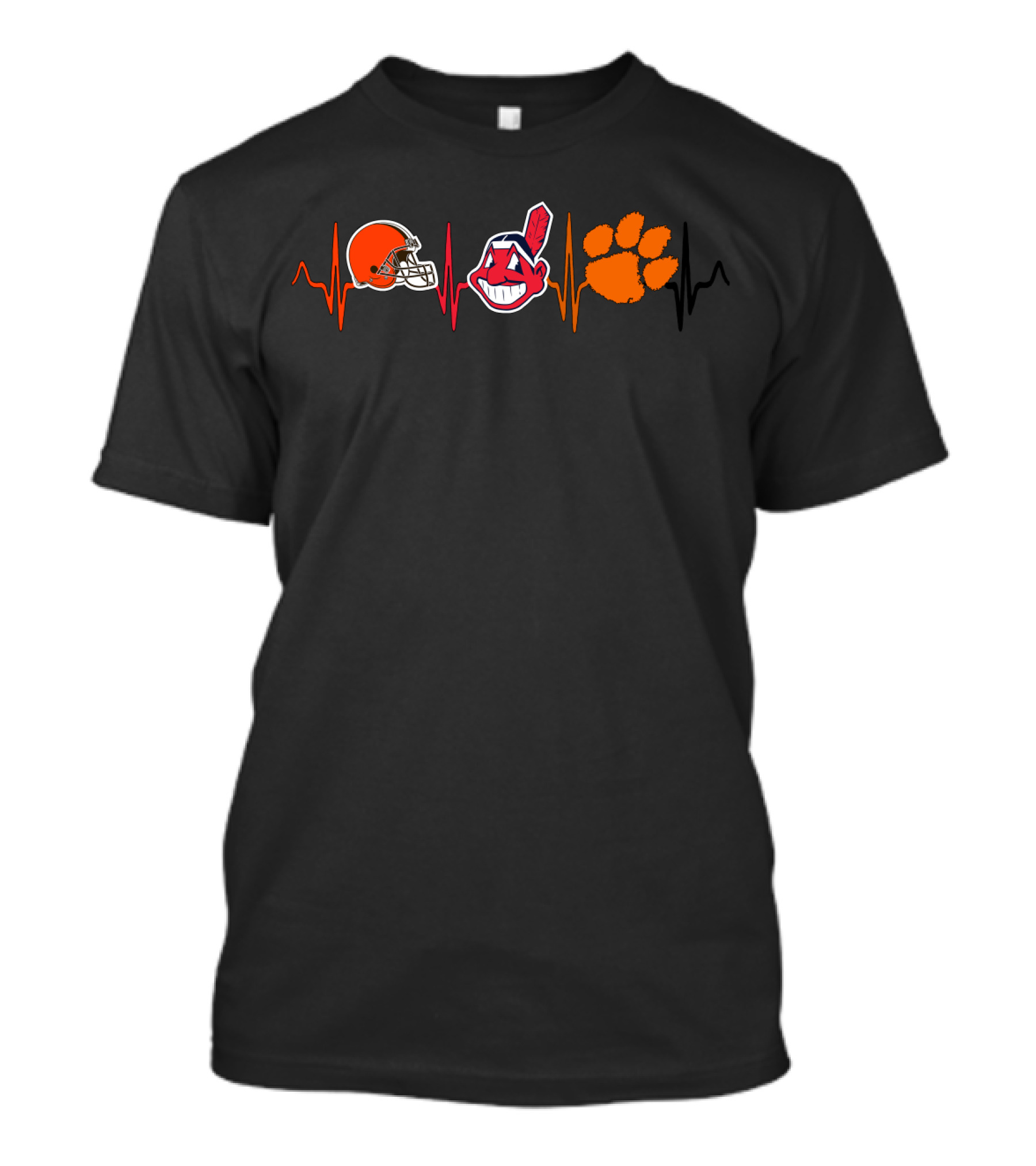 Love Browns Indians Ct Heartbeat Icons T-Shirt