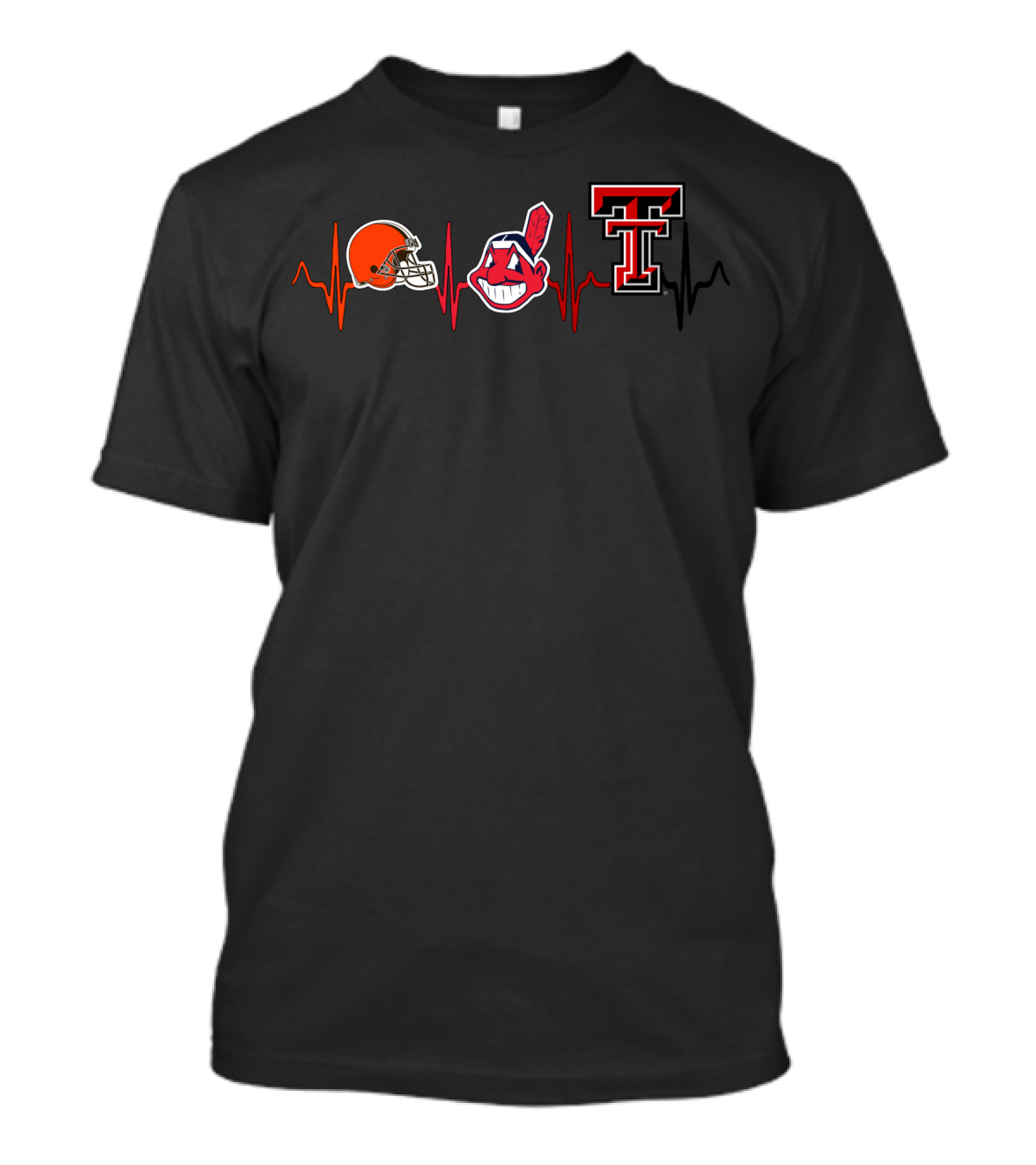 Browns Indians Texas Tech Heartbeat T-Shirt