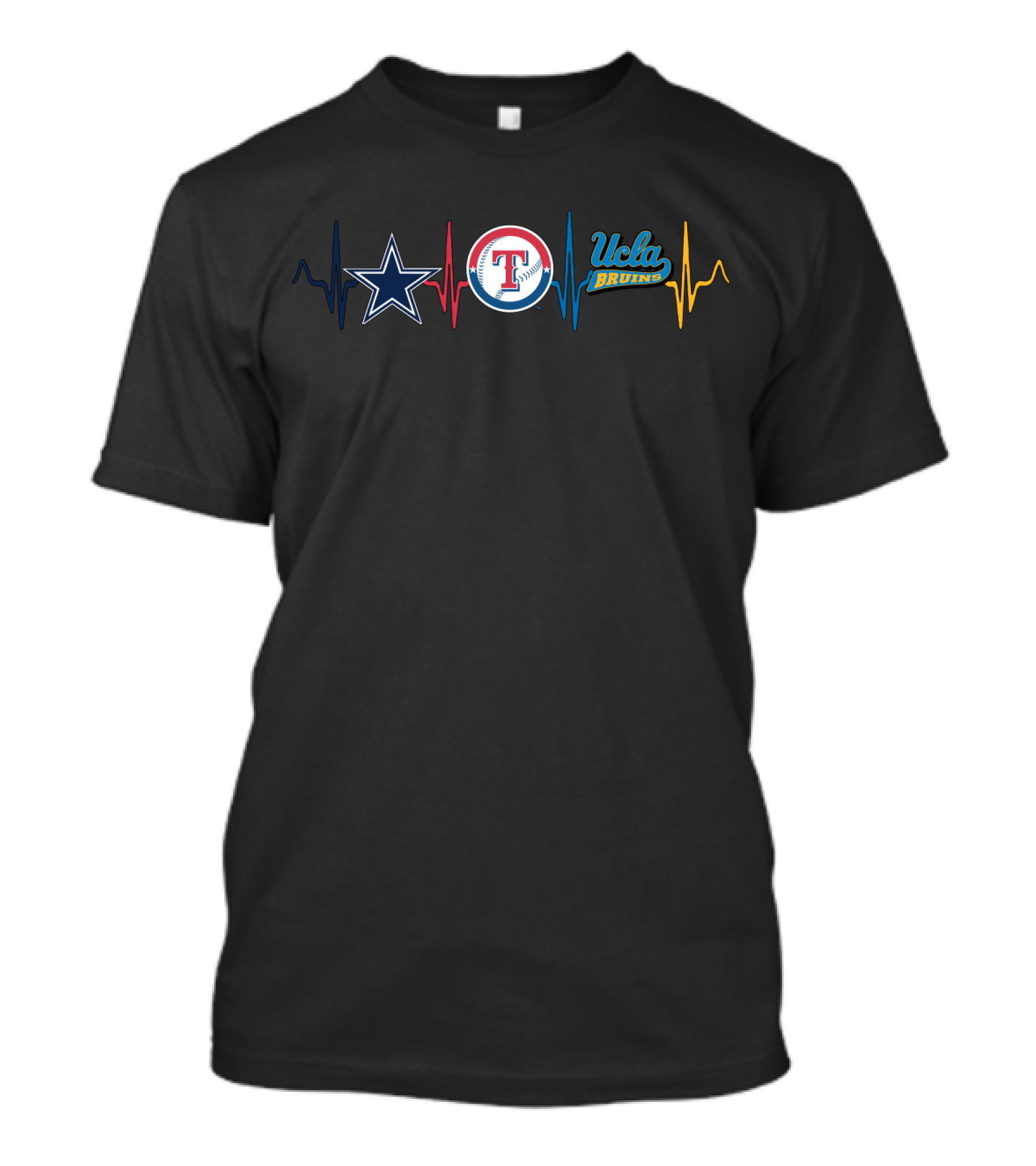 Love Cowboys Texas Rangers Ucla Bruins Heartbeat T-Shirt