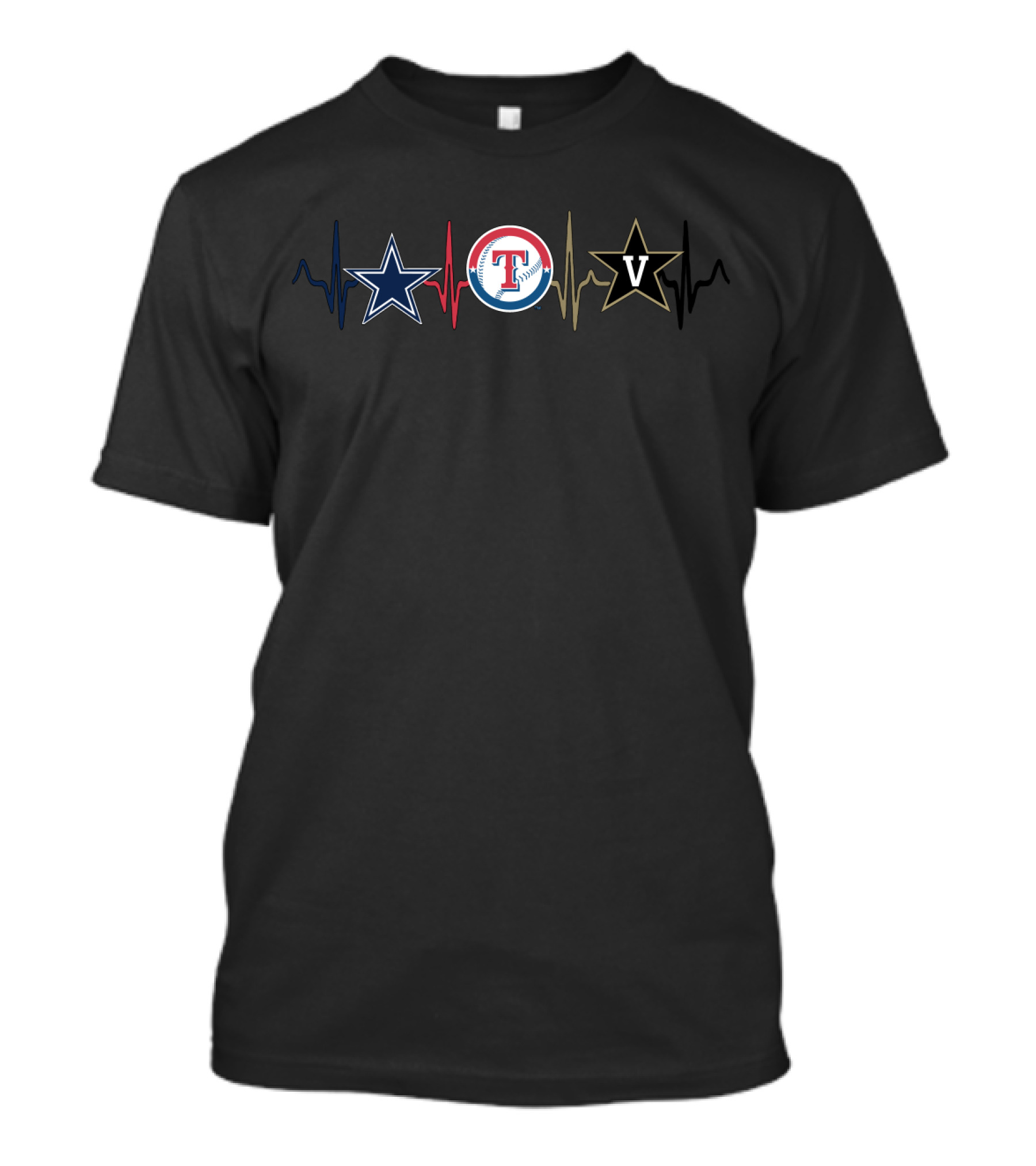 Cowboys And Rangers Heartbeat With Vanderbilt Star V T-Shirt