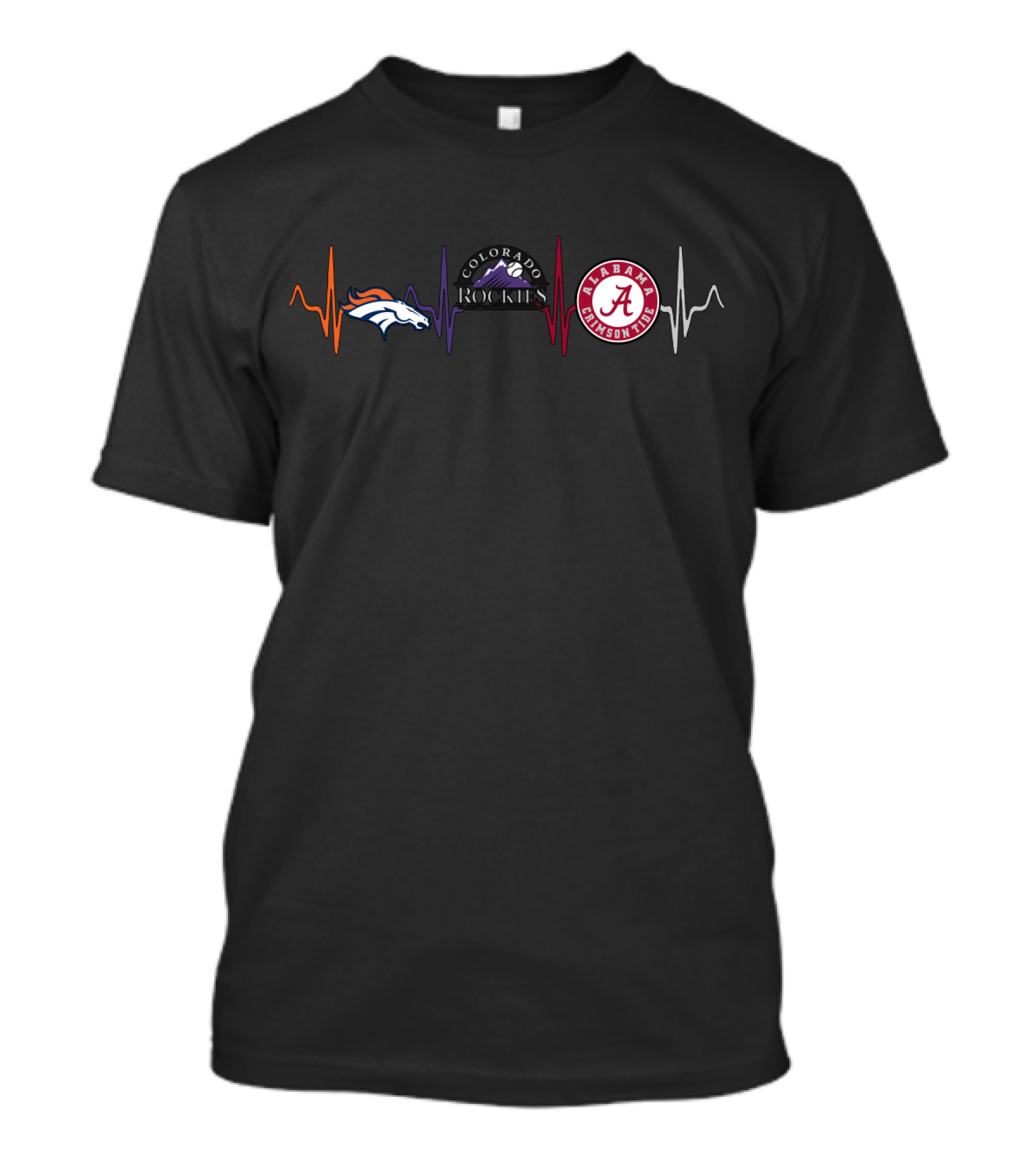 Broncos Rockies Alabama Crimson Tide Heartbeat T-Shirt