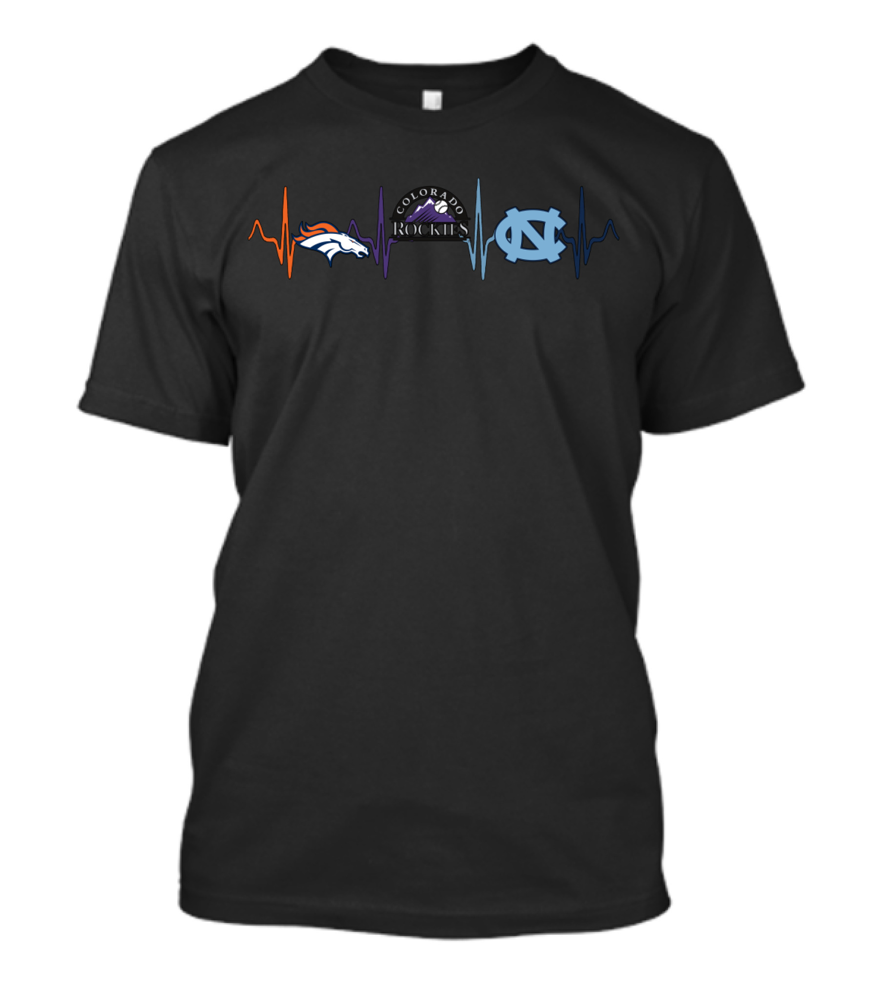 Denver Broncos Colorado Rockies Unc Heartbeat Line T-Shirt