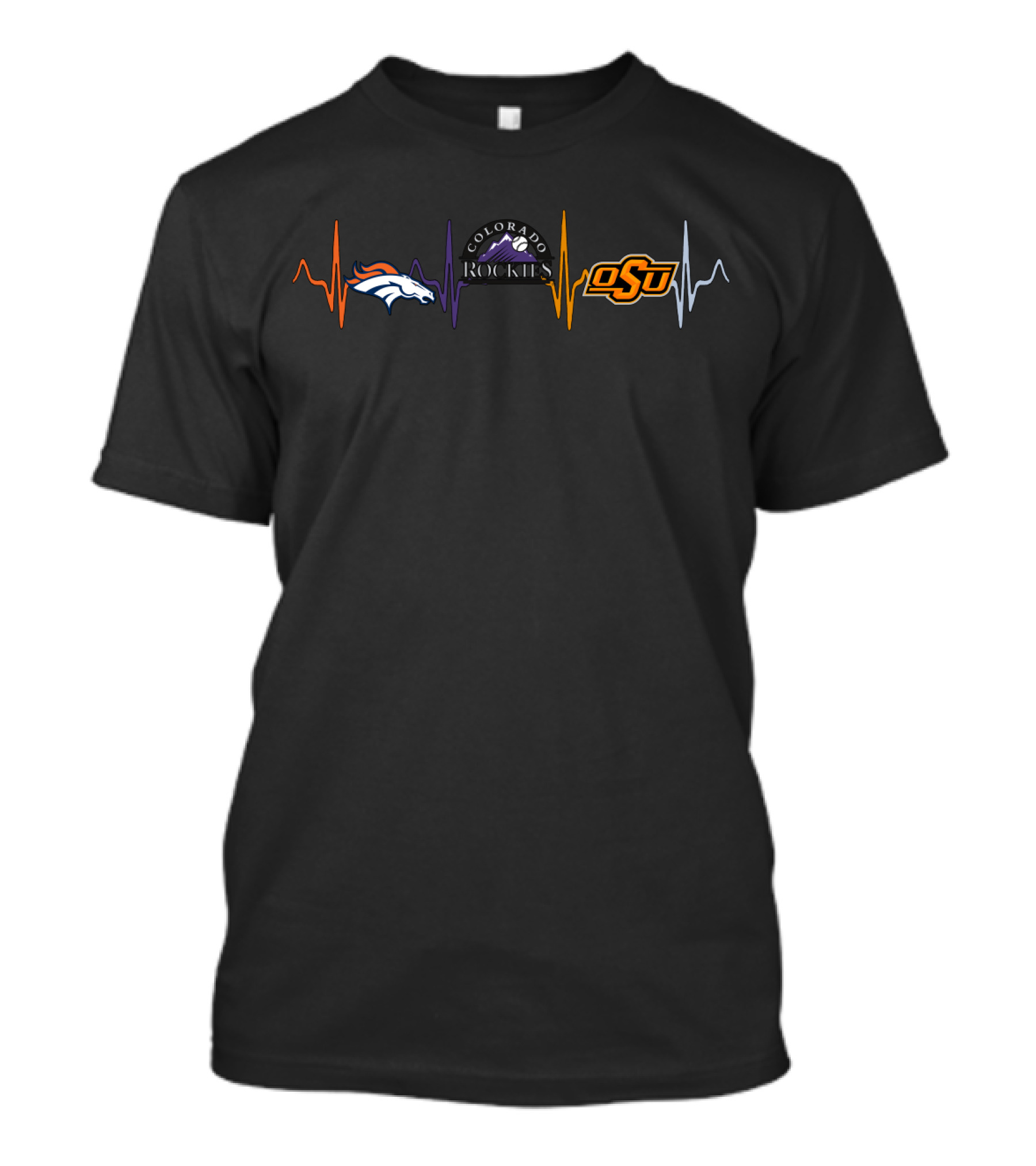 Love Broncos Colorado Rockies Osu Heartbeat T-Shirt