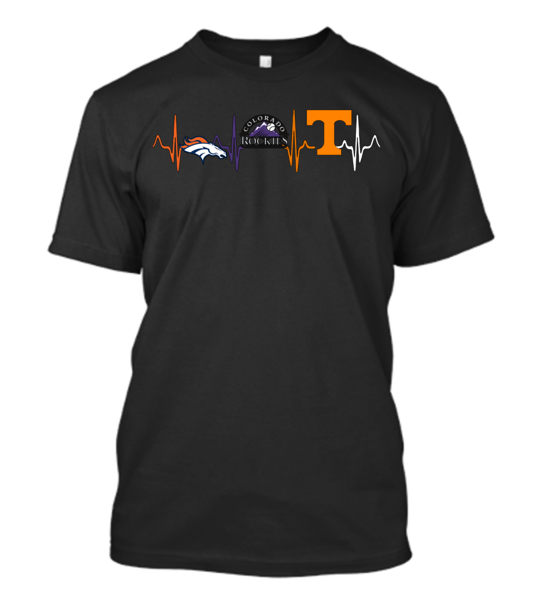 Love Broncos Rockies Tennessee Heartbeat T-Shirt