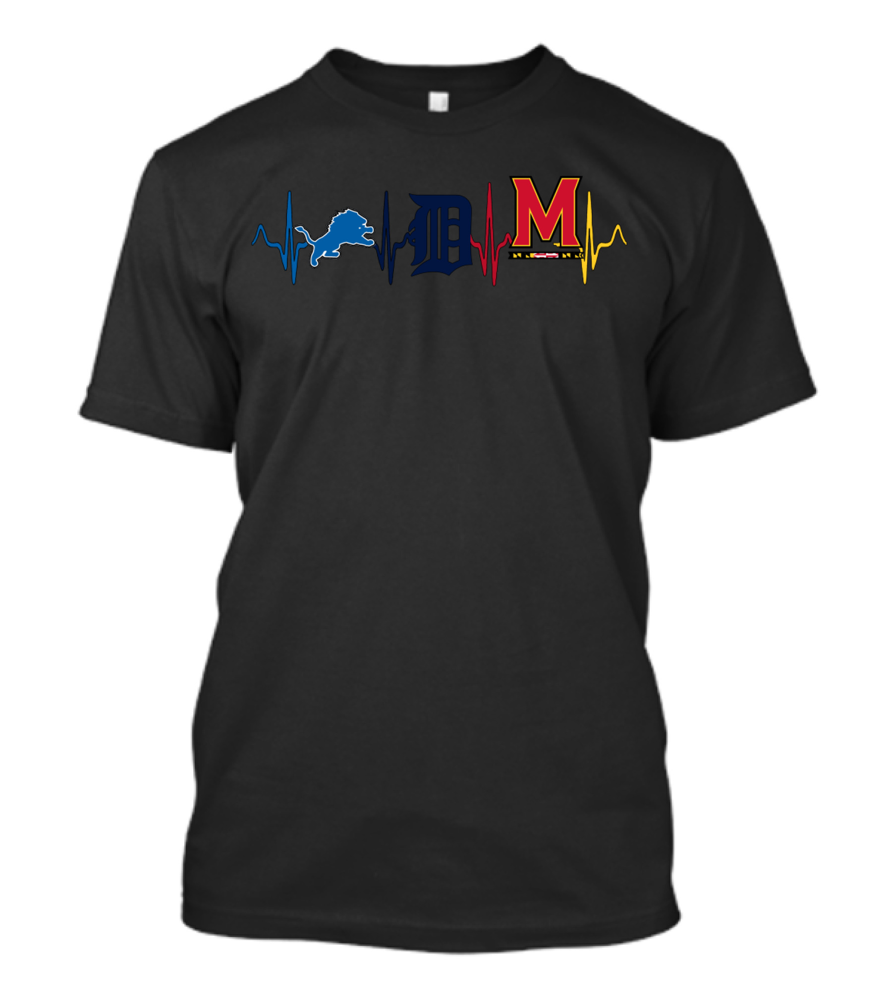 Lions Tigers Maryland Heartbeat Logo Trio T-Shirt