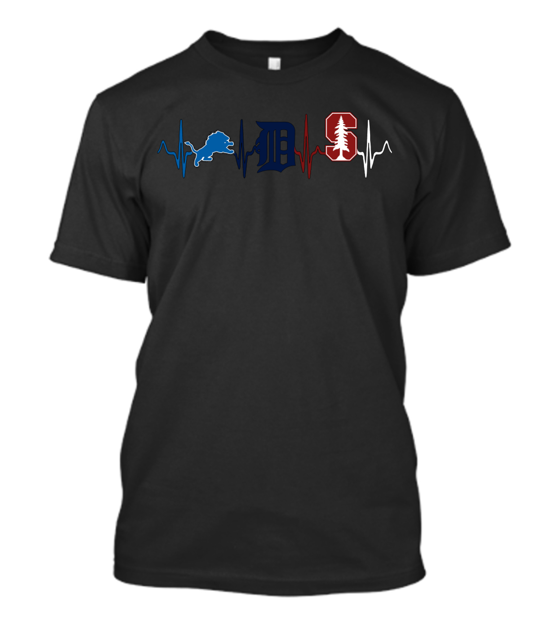 Lions Detroit Tigers Stanford Heartbeat T-Shirt