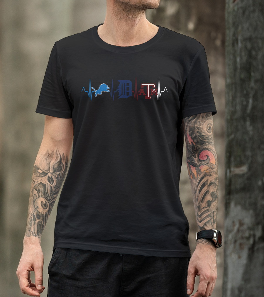 Detroit Lions Detroit Tigers Texas A&M Heartbeat T-Shirt