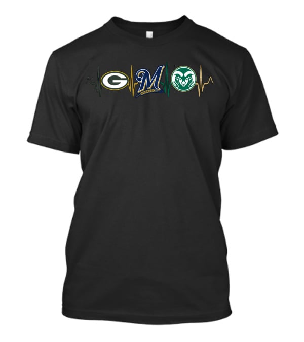 Packers Brewers Rams Heartbeat T-Shirt