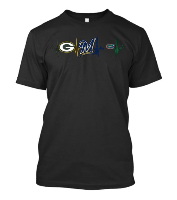 Packers Brewers Florida Gators Heartbeat T-Shirt