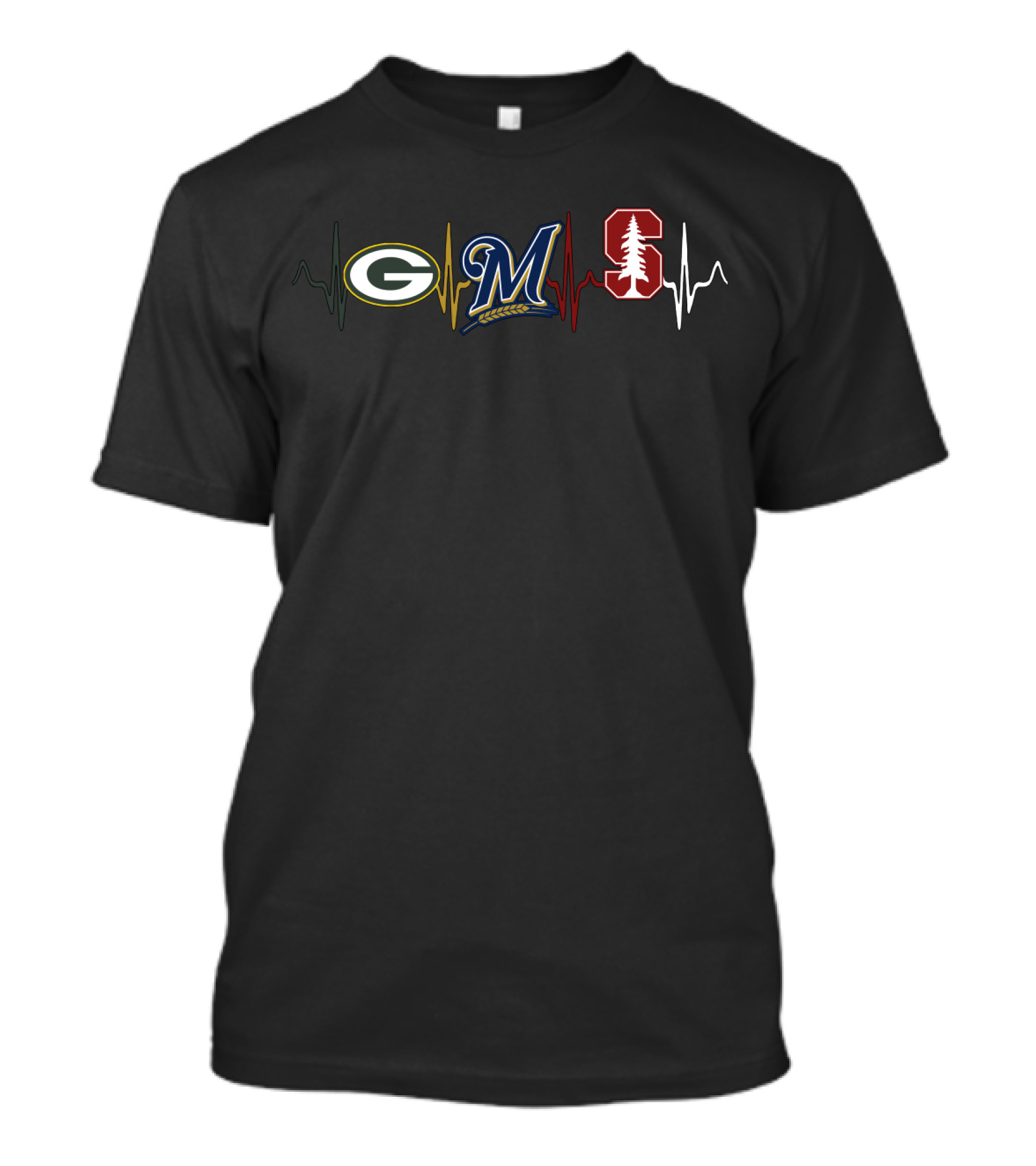 Packers Brewers Stanford Heartbeat Logo Mashup T-Shirt