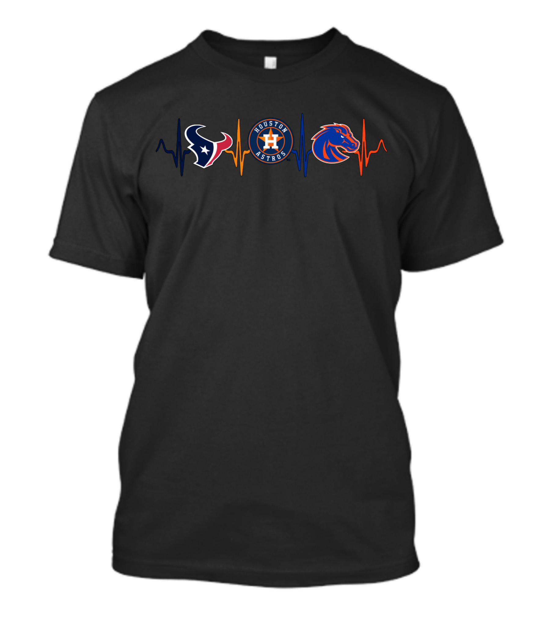 Houston Texans Houston Astros Boise State Broncos Fan Heartbeat T-Shirt