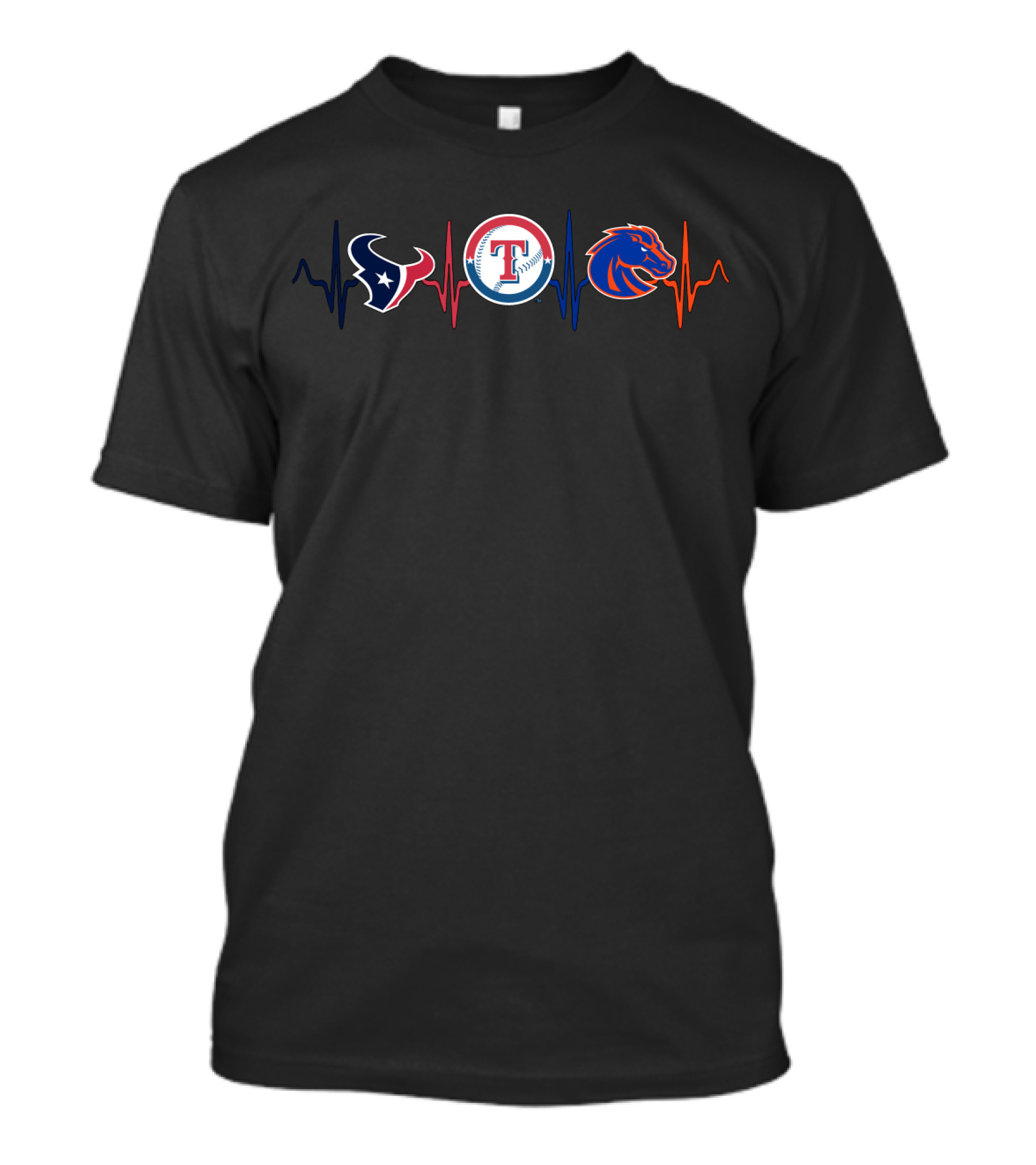 Love Texans Rangers Baseball Broncos Heartbeat T-Shirt