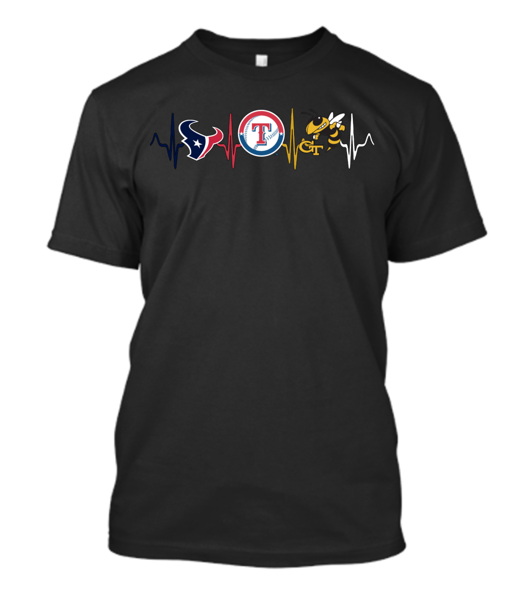 Love Houston Texans Texas Rangers Georgia Tech Yellow Jackets T-Shirt