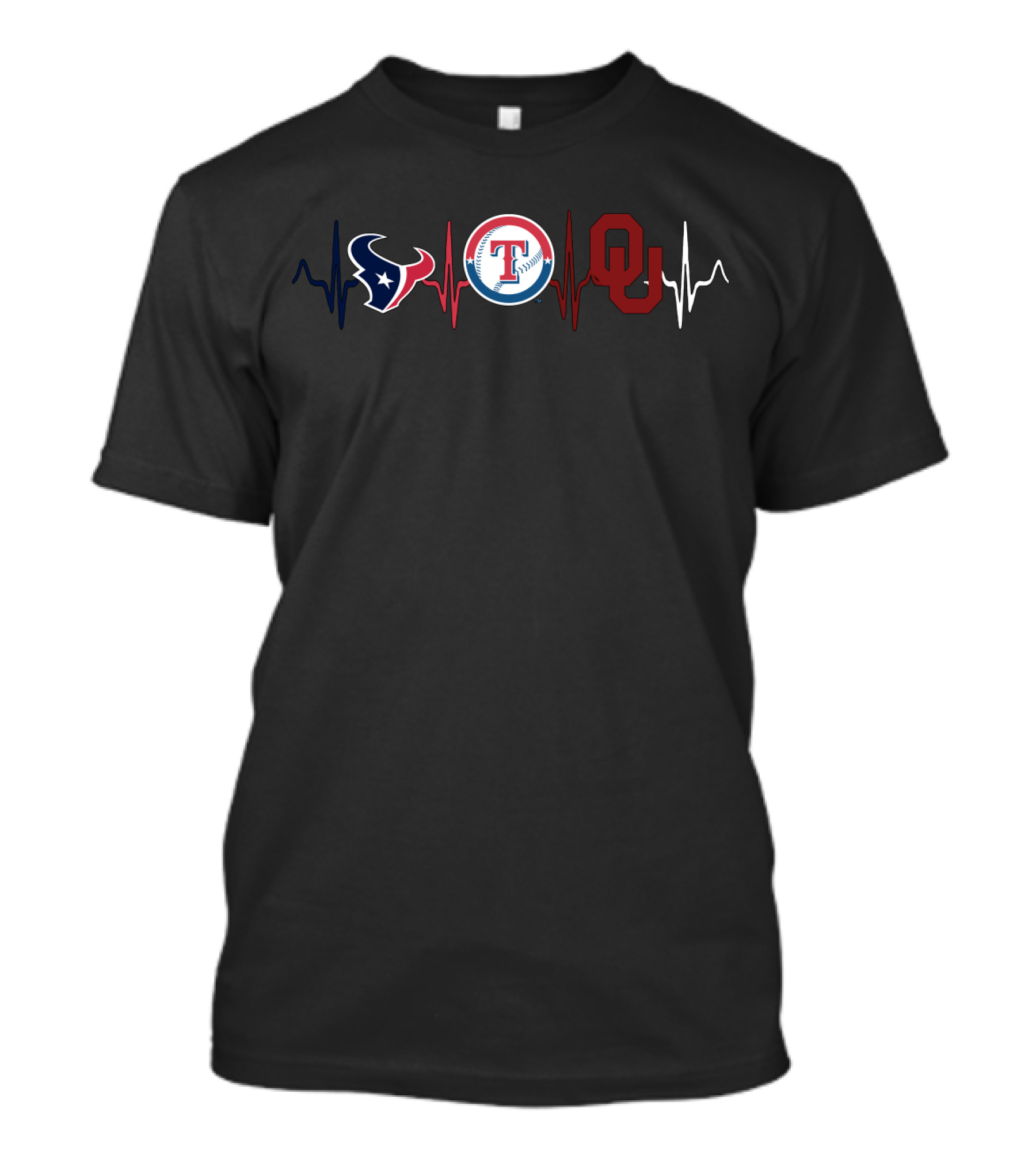 Love Texans With Texas Rangers With Oklahoma Sooners T-Shirt