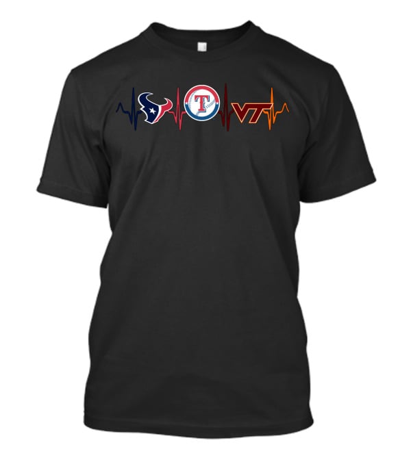 Houston Texans Texas Rangers Vt Hokies Heartbeat T-Shirt