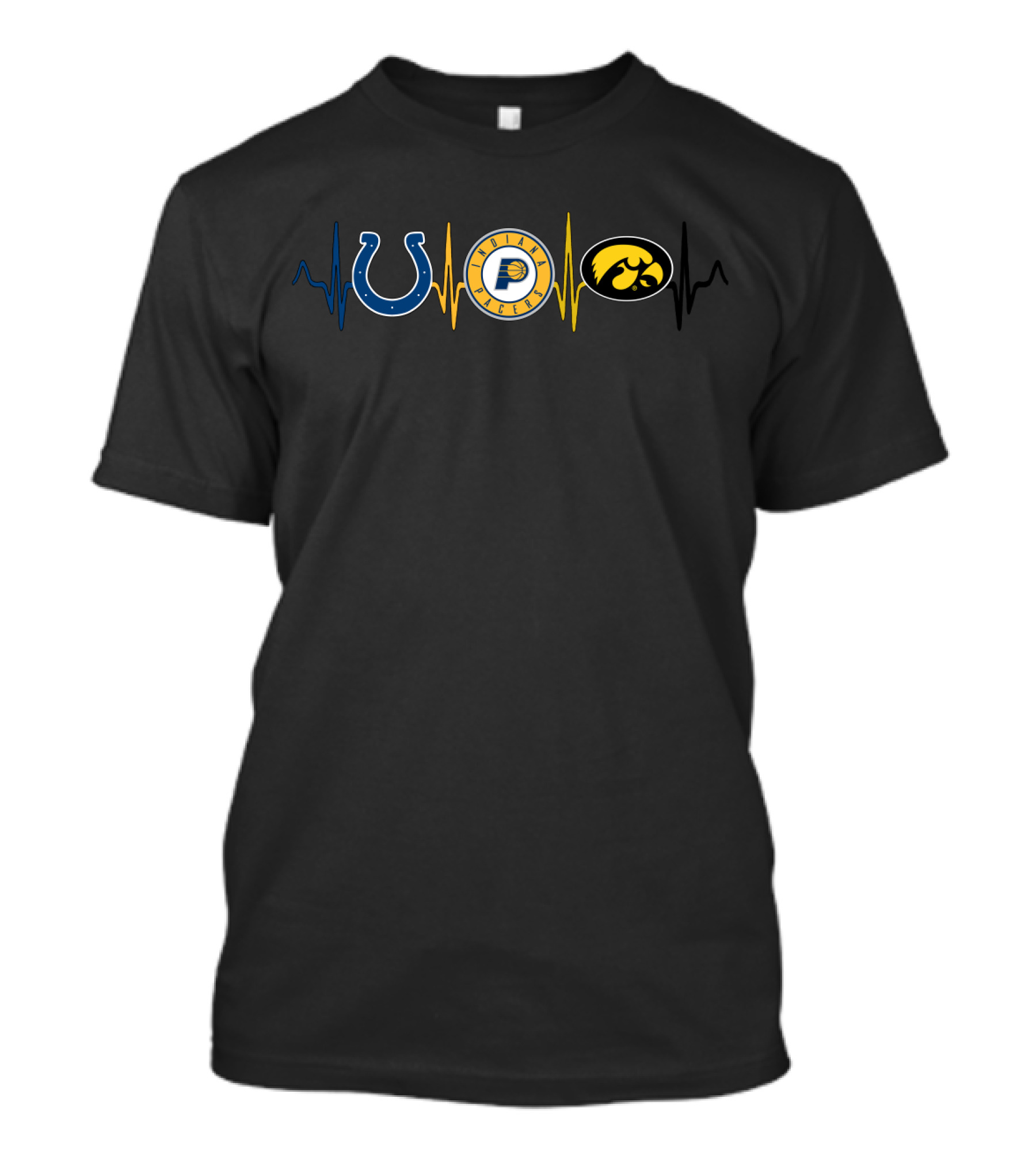 Love Colts Pacers Iowa Hawkeyes Heartbeat T-Shirt