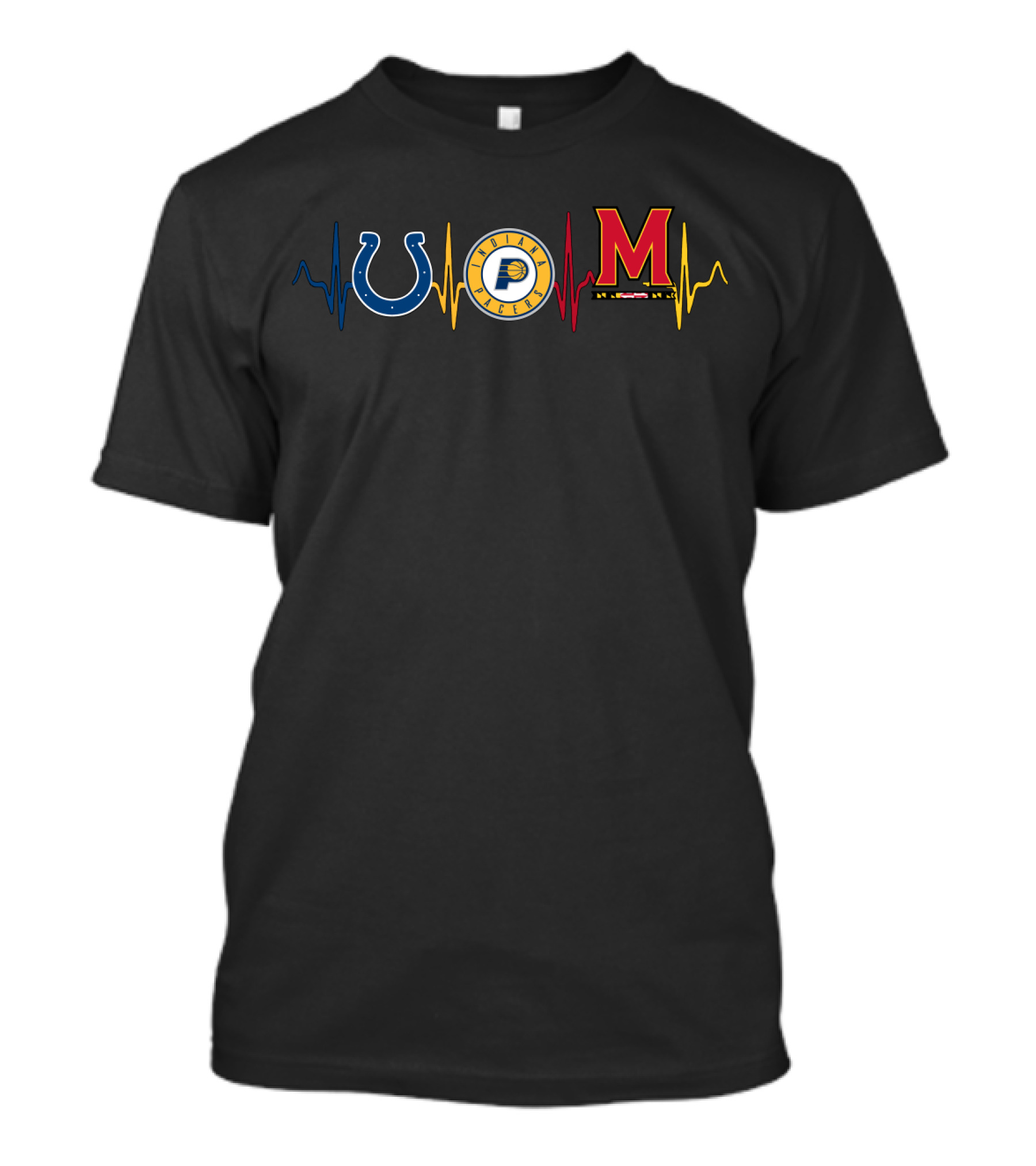 Love Colts Pacers Maryland Terrapins Heartbeat T-Shirt