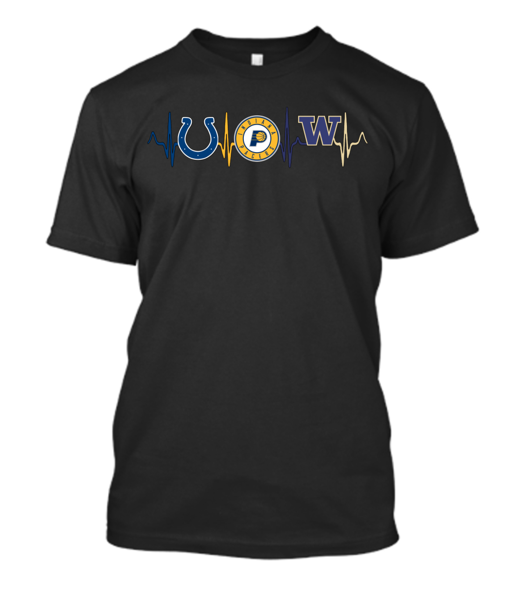 Love Colts Pacers Washington Huskies Heartbeat T-Shirt