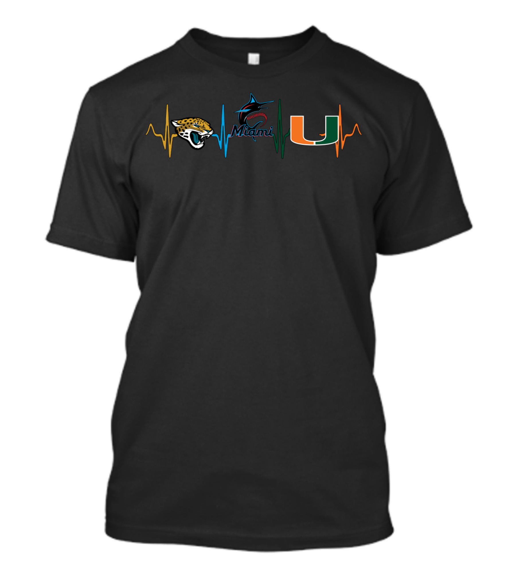 Jaguars Miami Marlins Miami Hurricanes Heartbeat T-Shirt