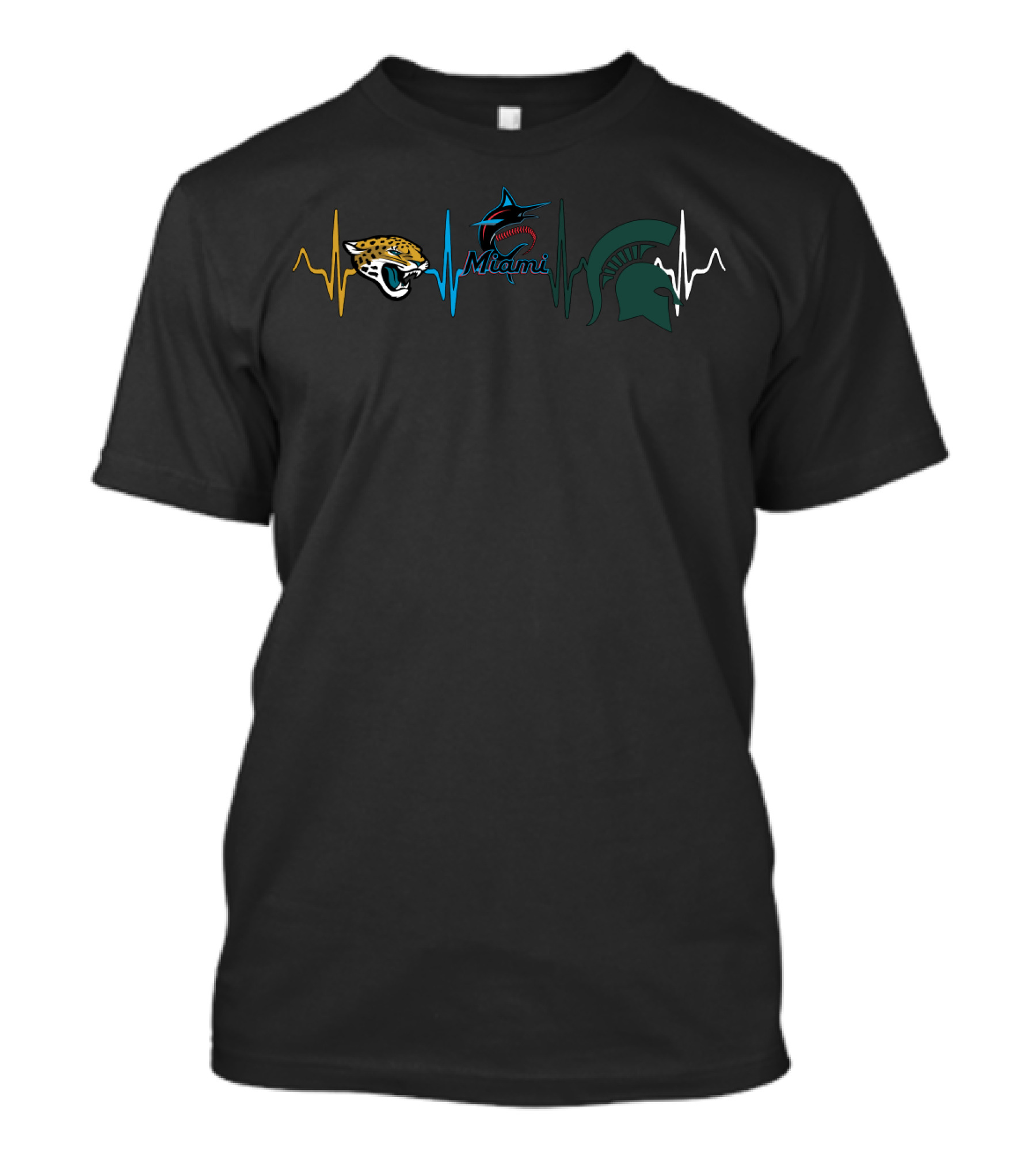 Jaguars Miami Marlins Spartans Heartbeat T-Shirt
