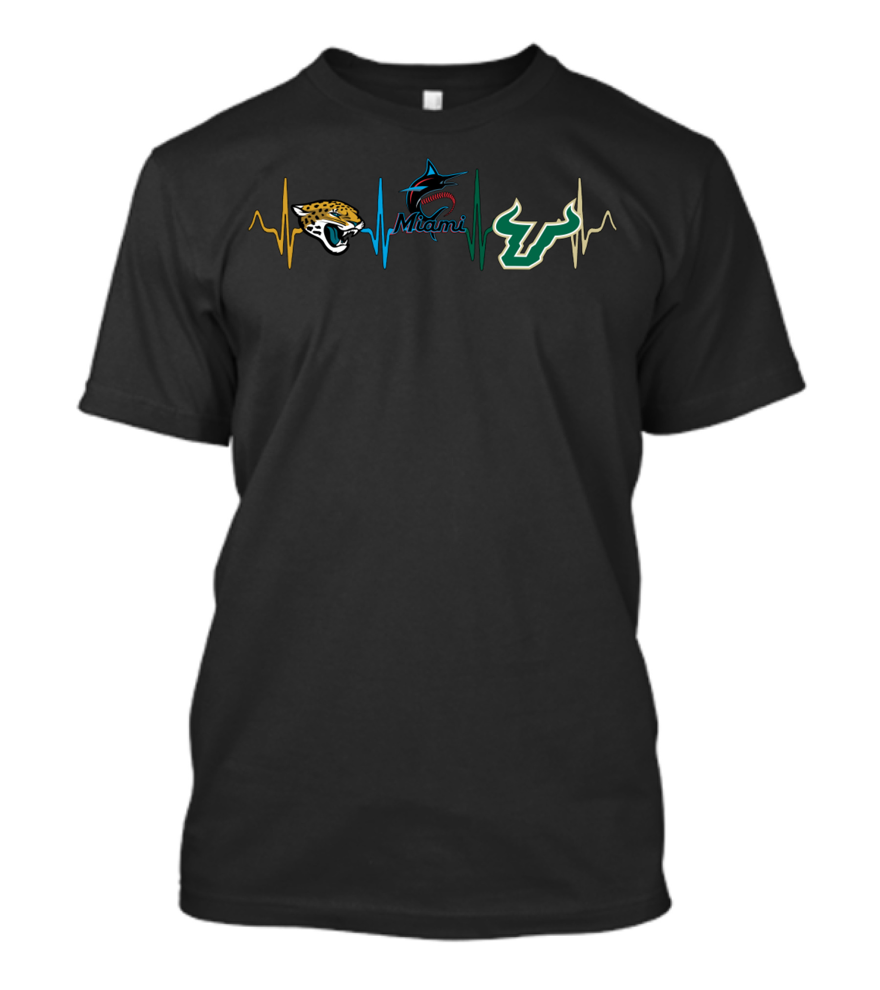 Love Jaguars With Miami Marlins And South Florida Bulls Sfb Icons T-Shirt