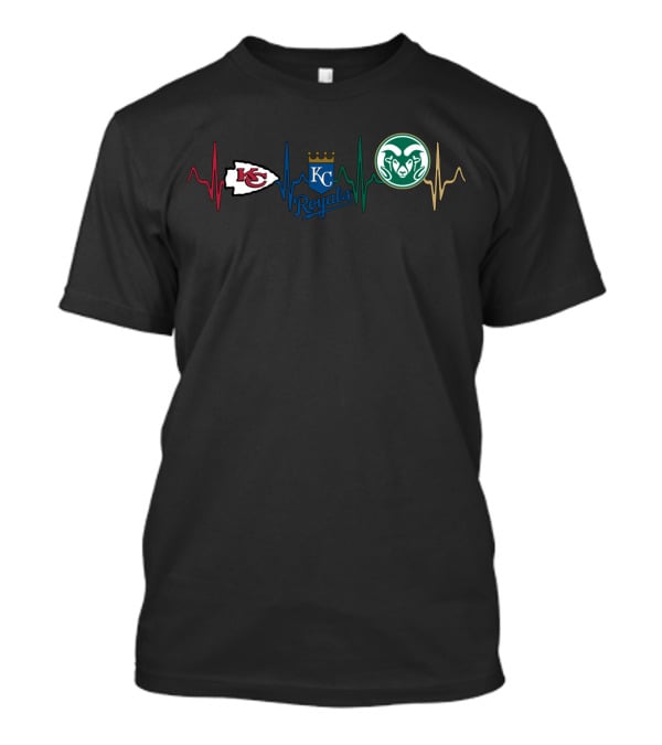 Kansas City Chiefs Royals Colorado State Rams Heartbeat T-Shirt