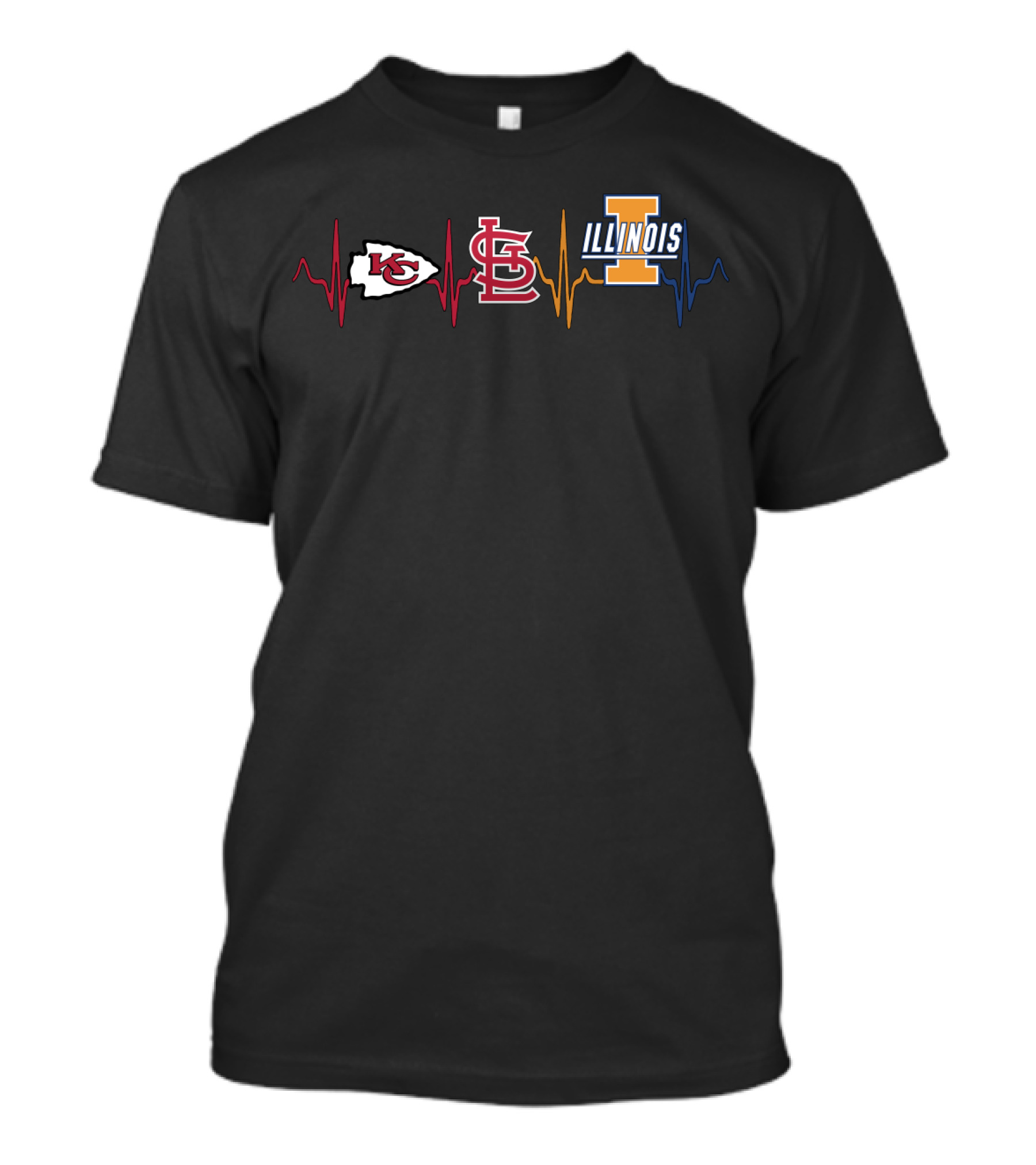 Love Chiefs Cardinals Illinois Heartbeat T-Shirt