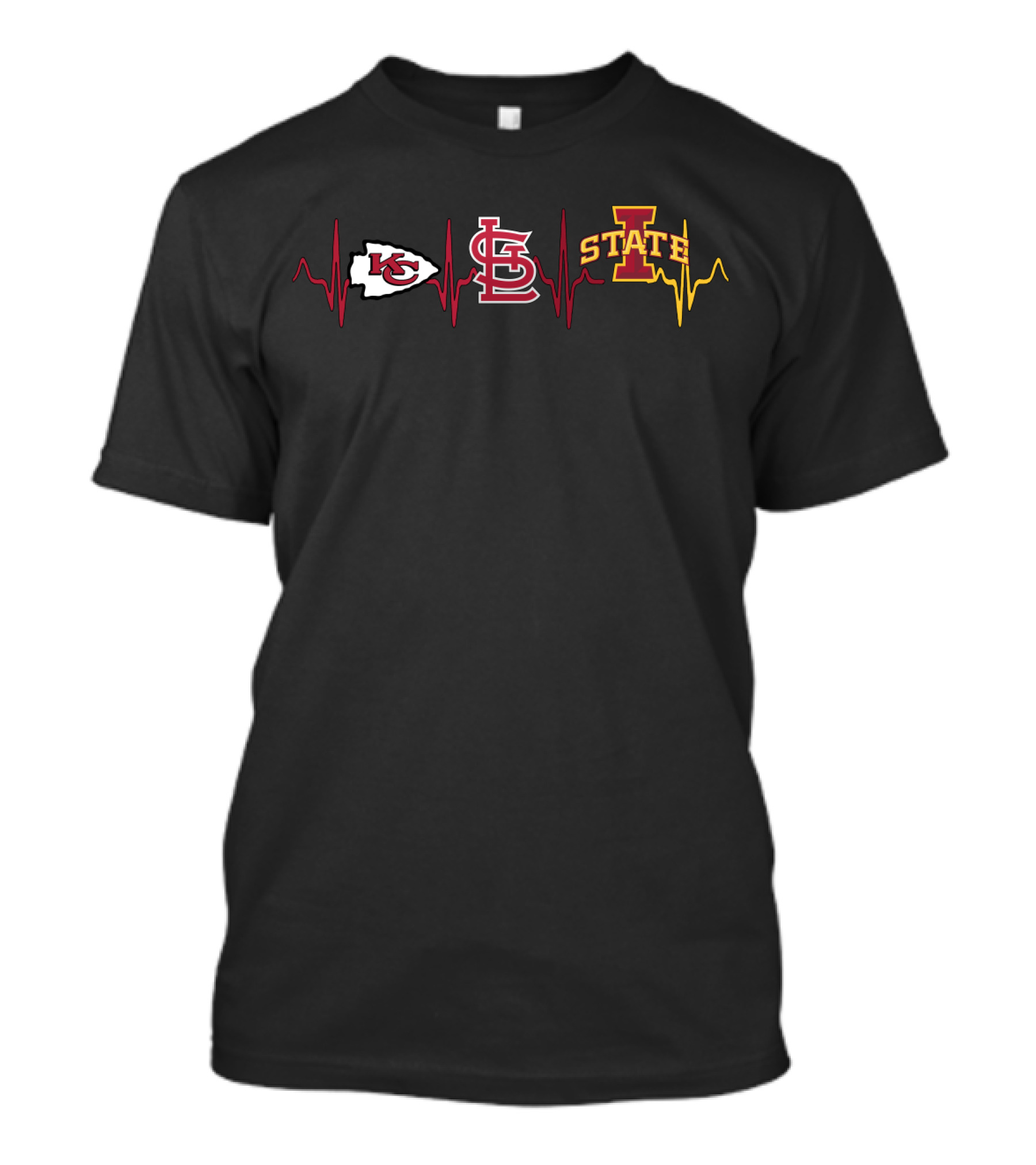 Kansas City Chiefs St. Louis Cardinals Iowa State Cyclones Heartbeat T-Shirt