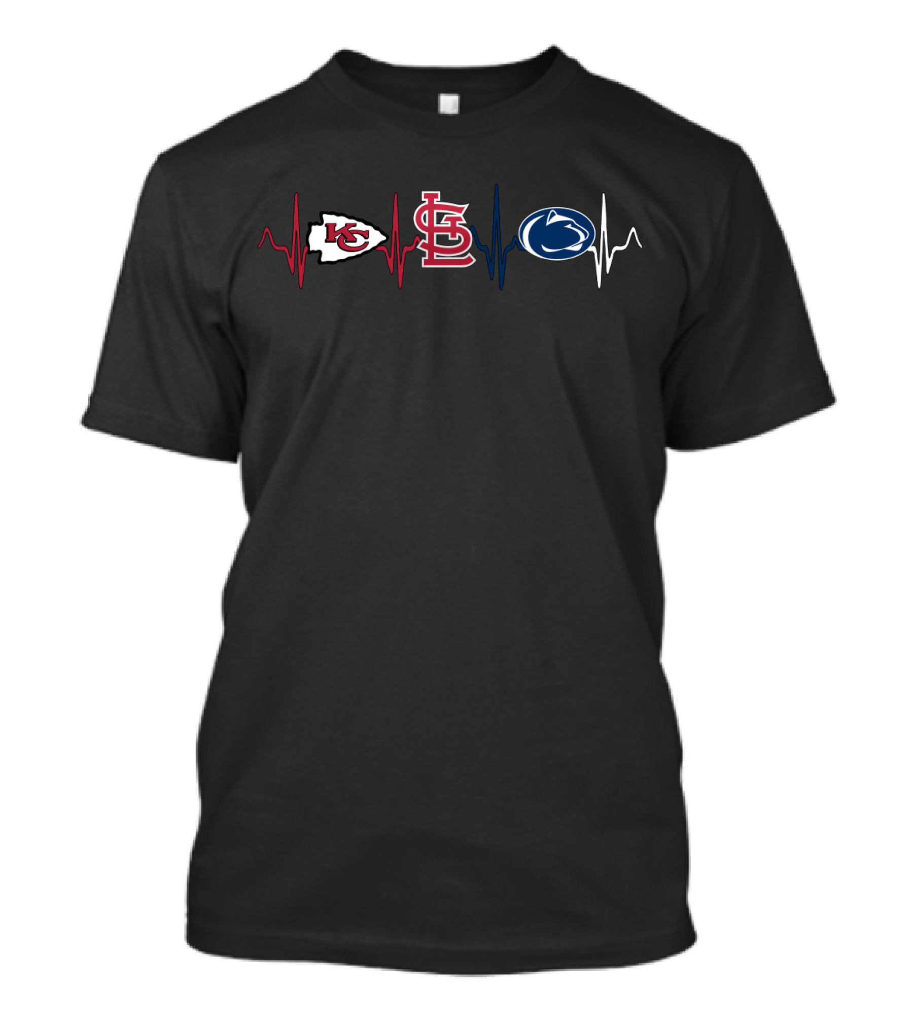 Love Chiefs Cardinals Penn State Heartbeat T-Shirt