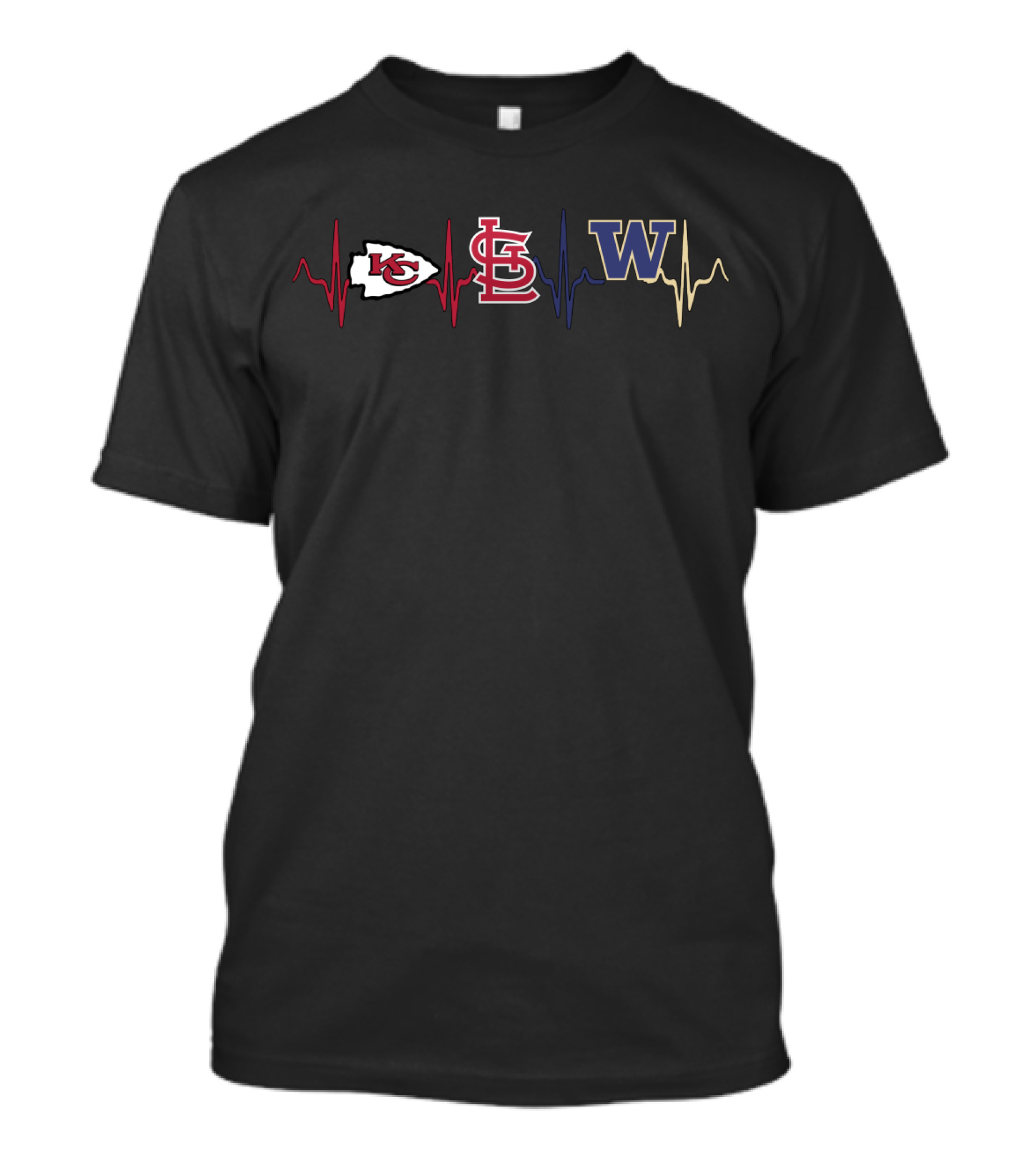 Love Chiefs Cardinals Washington Heartbeat T-Shirt