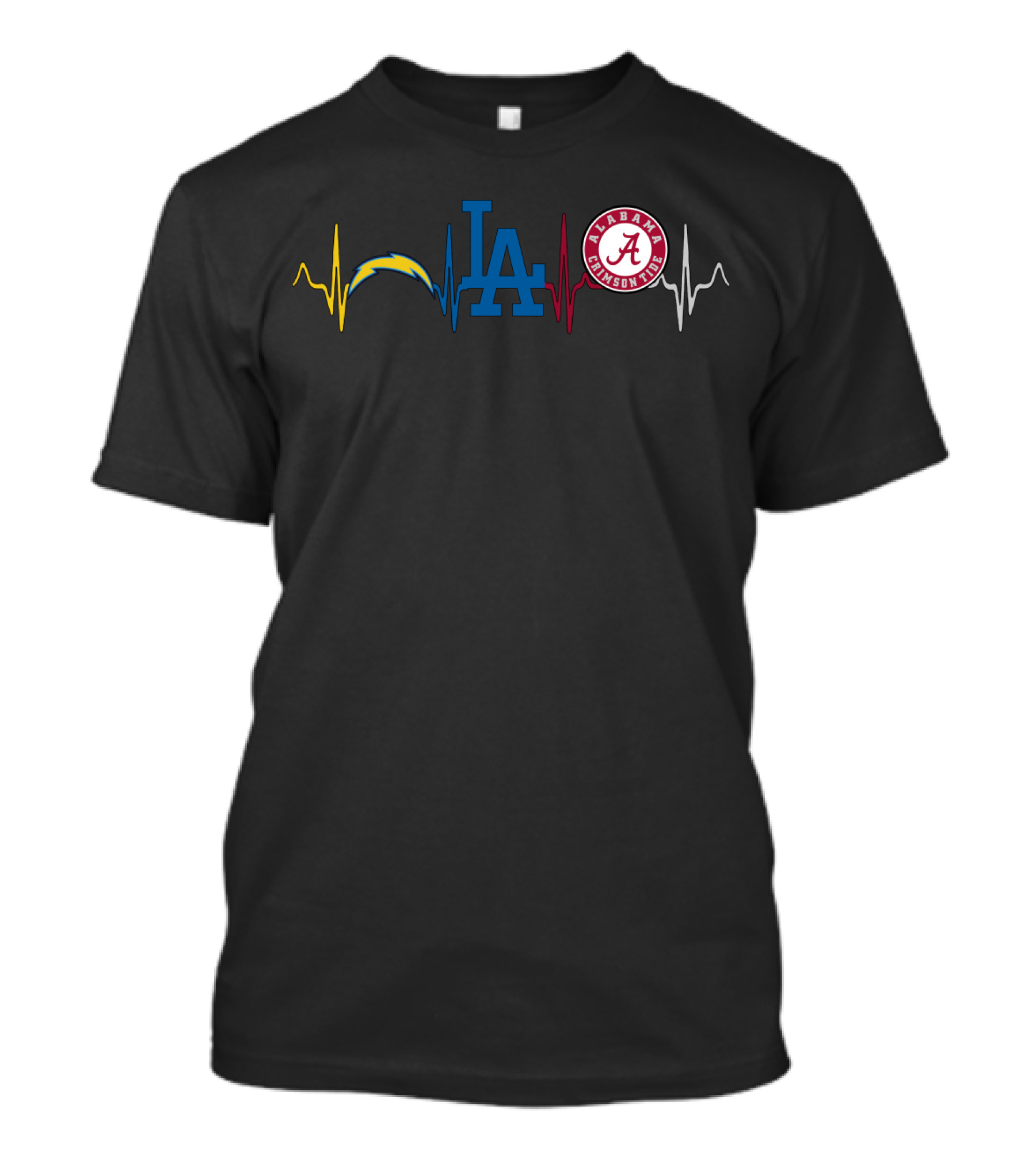 Los Angeles Chargers La Dodgers Alabama Crimson Tide Heartbeat T-Shirt