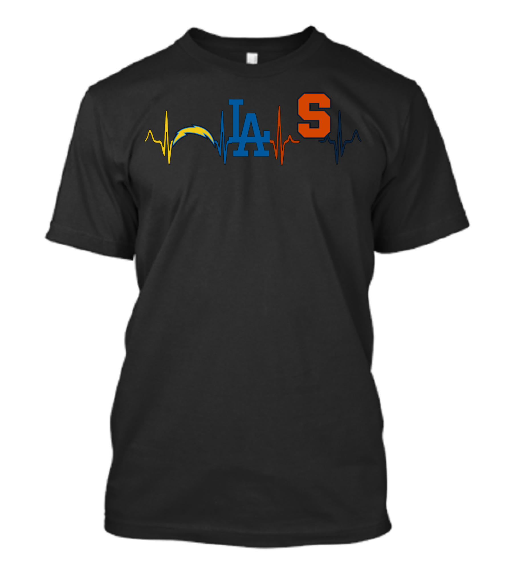 Love Chargers Dodgers Syracuse Heartbeat T-Shirt