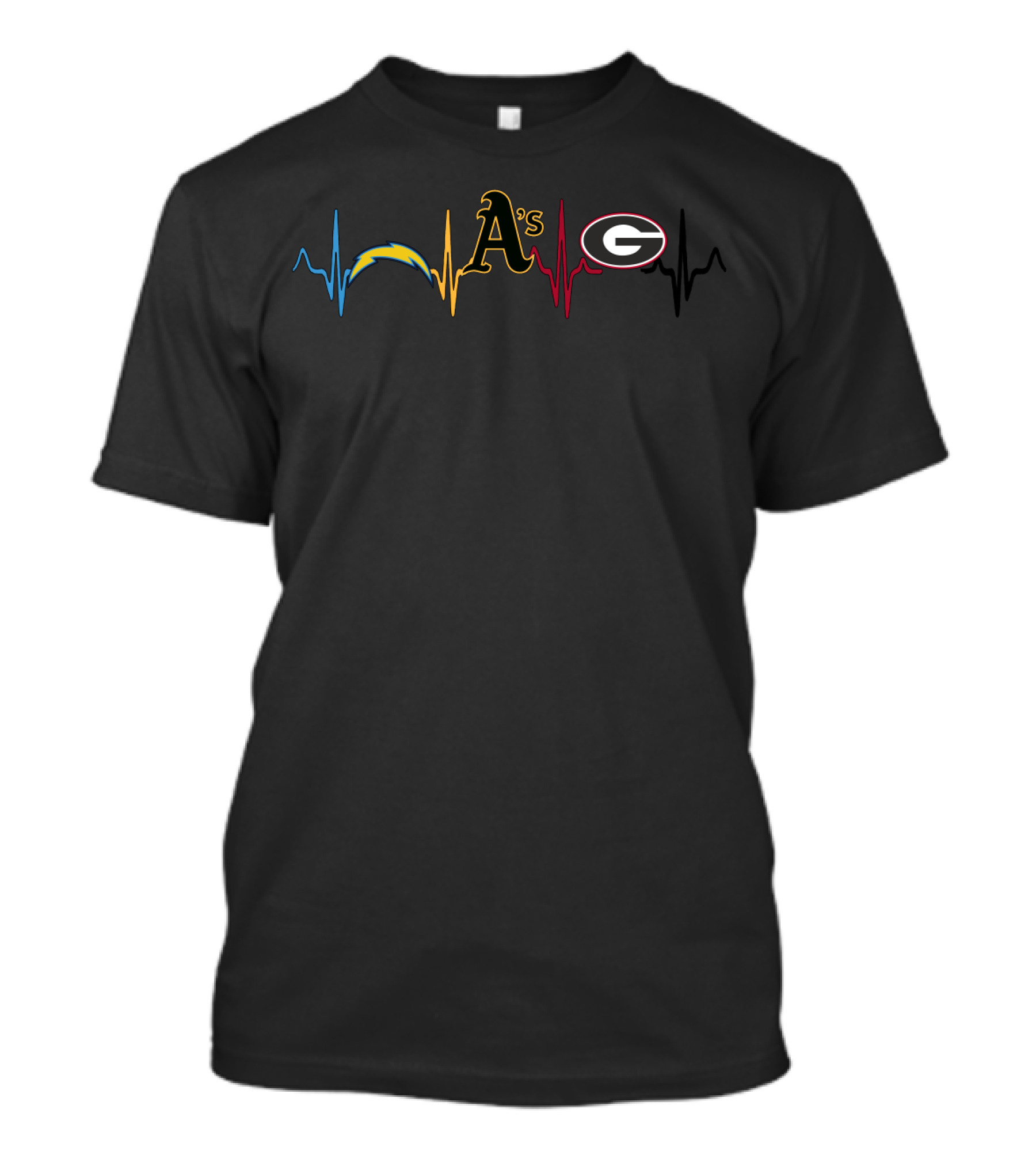 Love Chargers Athletics Bulldogs Heartbeat T-Shirt