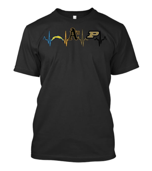 Love Chargers Athletics A's Pb Heartbeat T-Shirt