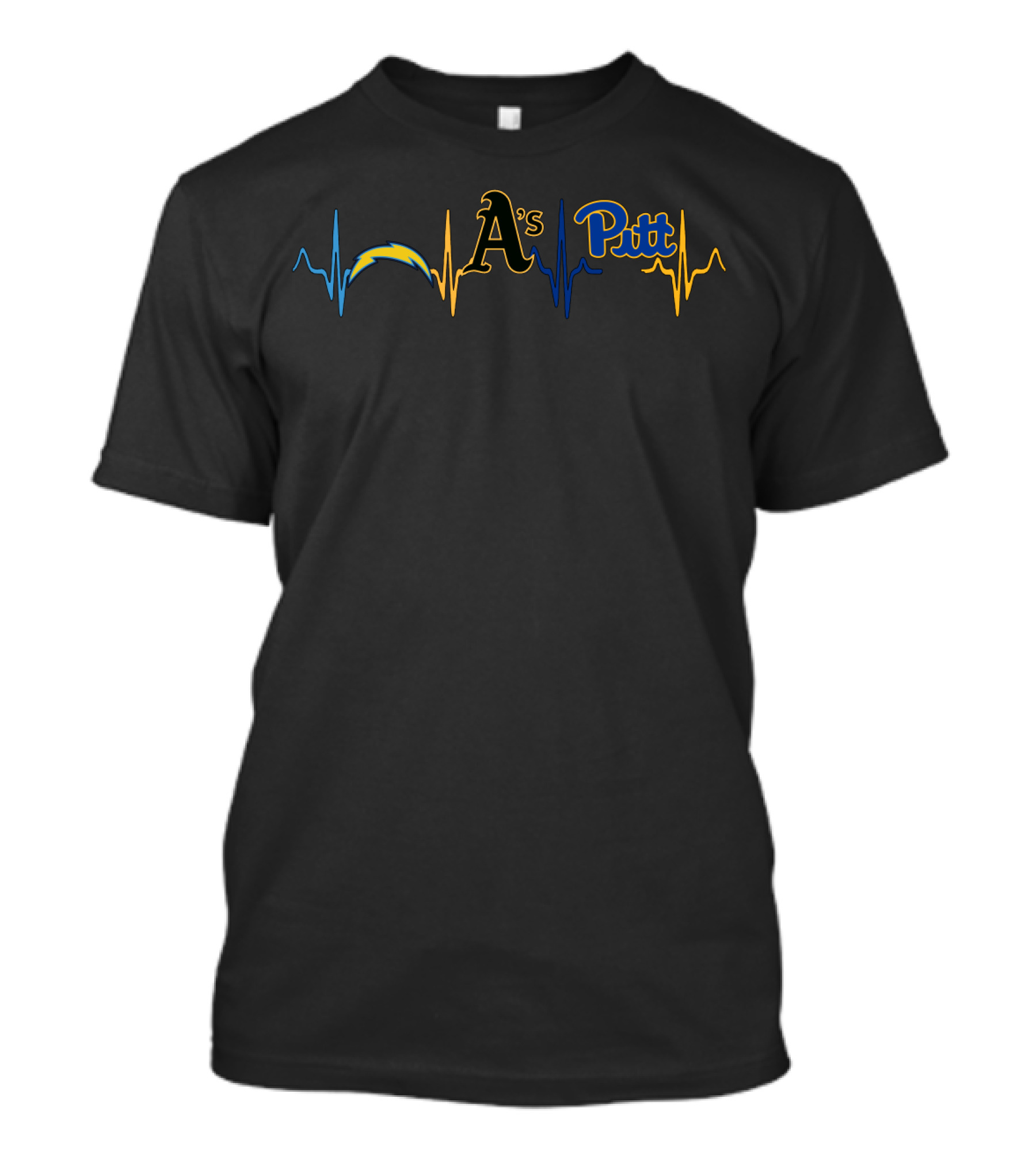 Love Chargers A's Pitt Heartbeat T-Shirt