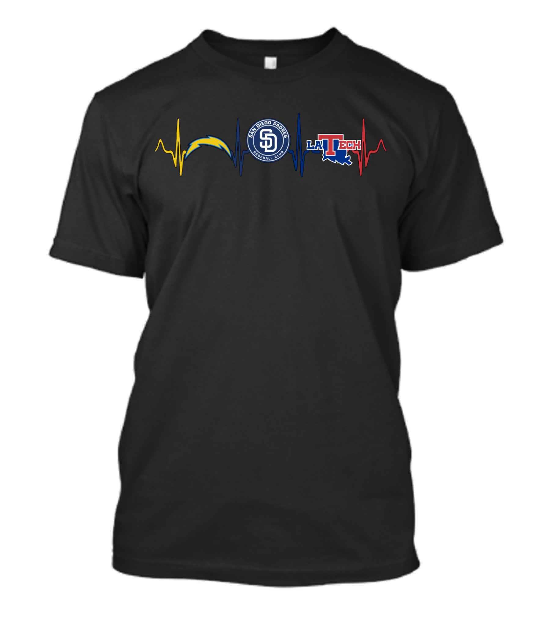 San Diego Chargers Padres La Tech Heartbeat T-Shirt