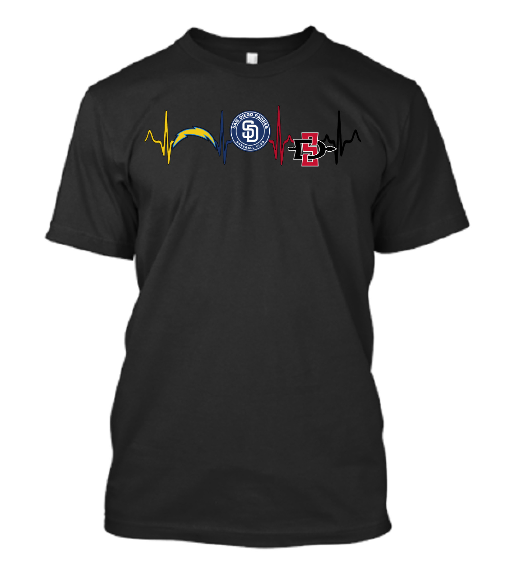 Heartbeat Of Love Chargers Padres Sdsu Aztecs T-Shirt
