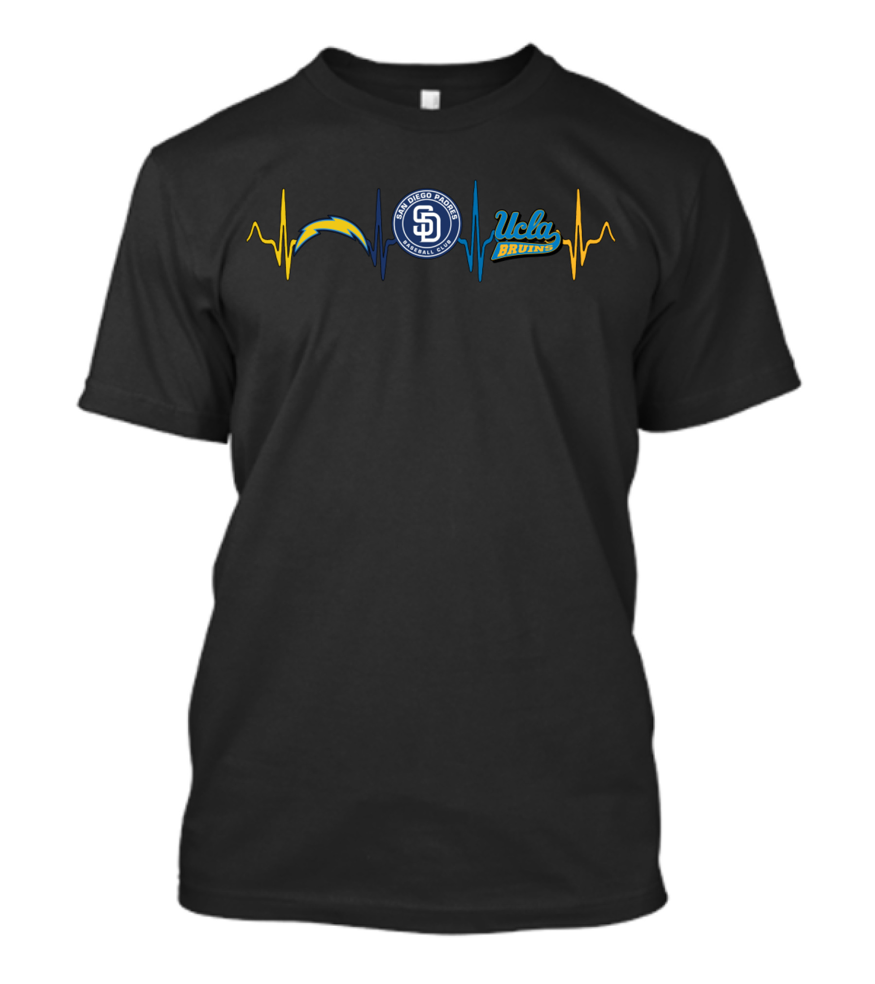 Love Chargers Padres Ucla Bruins Heartbeat T-Shirt