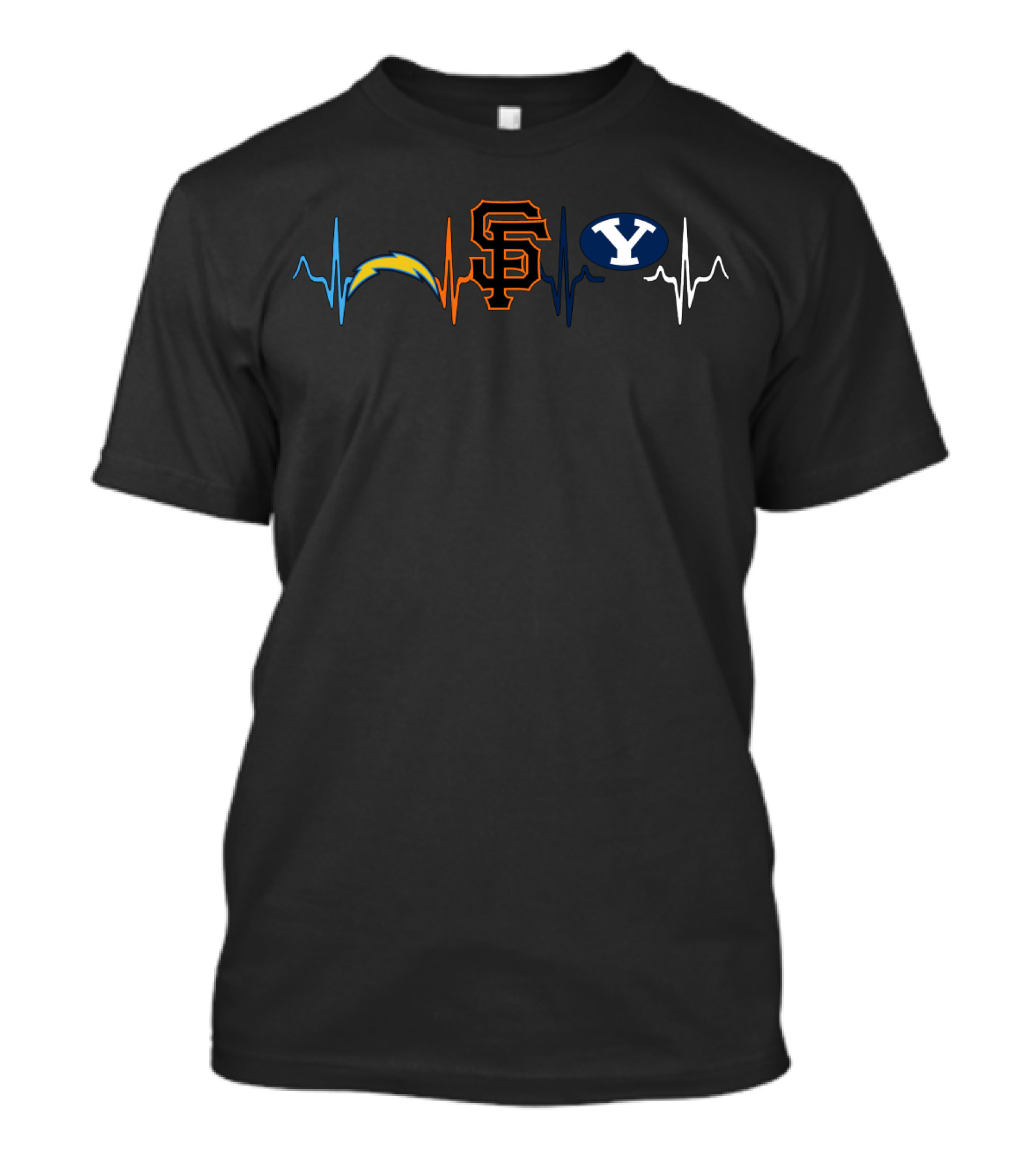 San Francisco Giants Chargers Brigham Young Heartbeat Passion T-Shirt