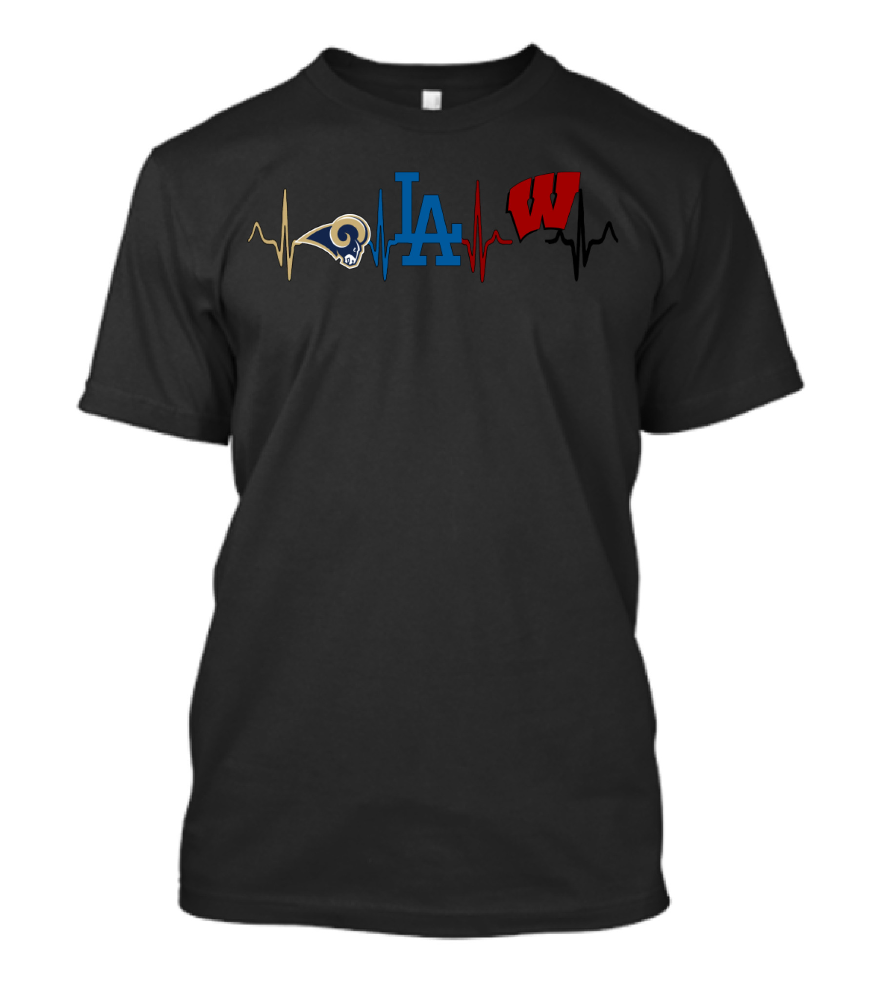 Love Rams La Dodgers Wisconsin Badgers Heartbeat T-Shirt