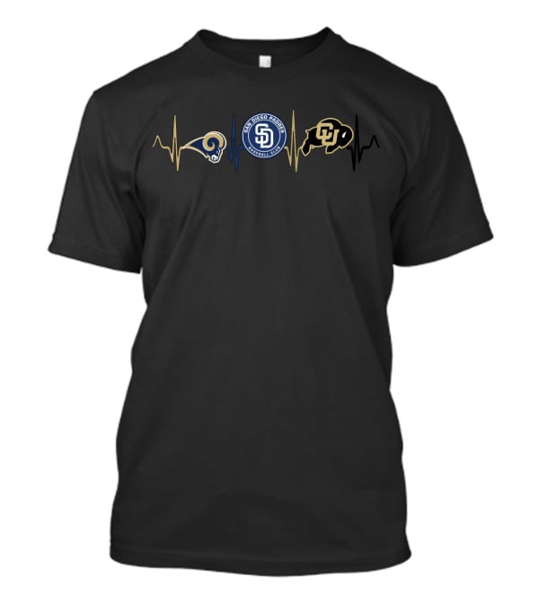 San Diego Padres And Rams With Colorado Buffaloes Heartbeat T-Shirt