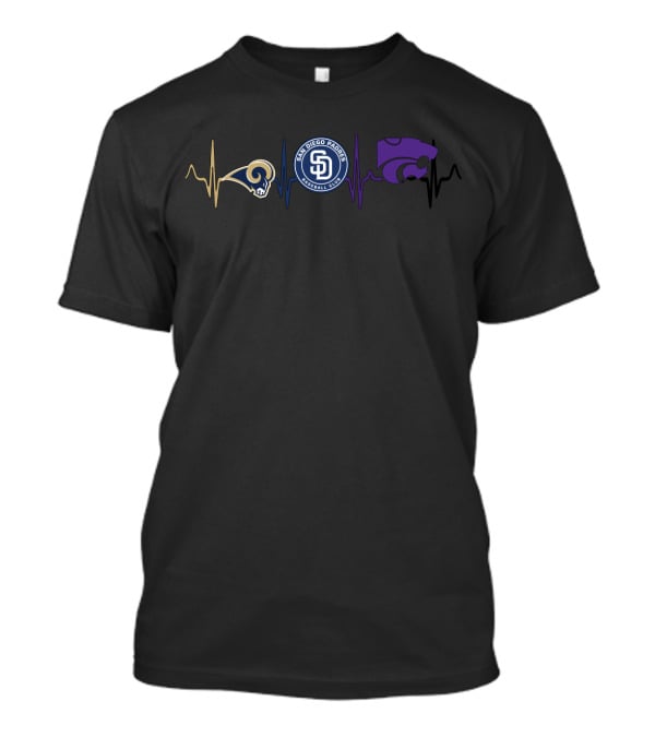 Los Angeles Rams San Diego Padres Kansas State Wildcats Heartbeat T-Shirt