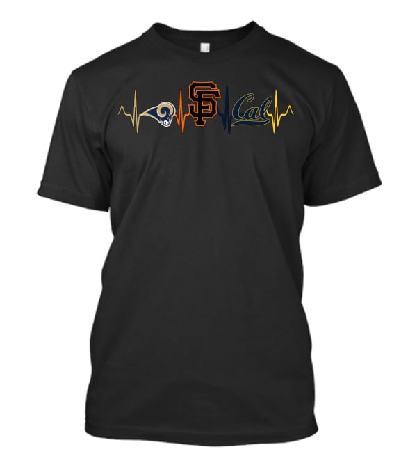 Rams Giants Cal Heartbeat With Cgb T-Shirt